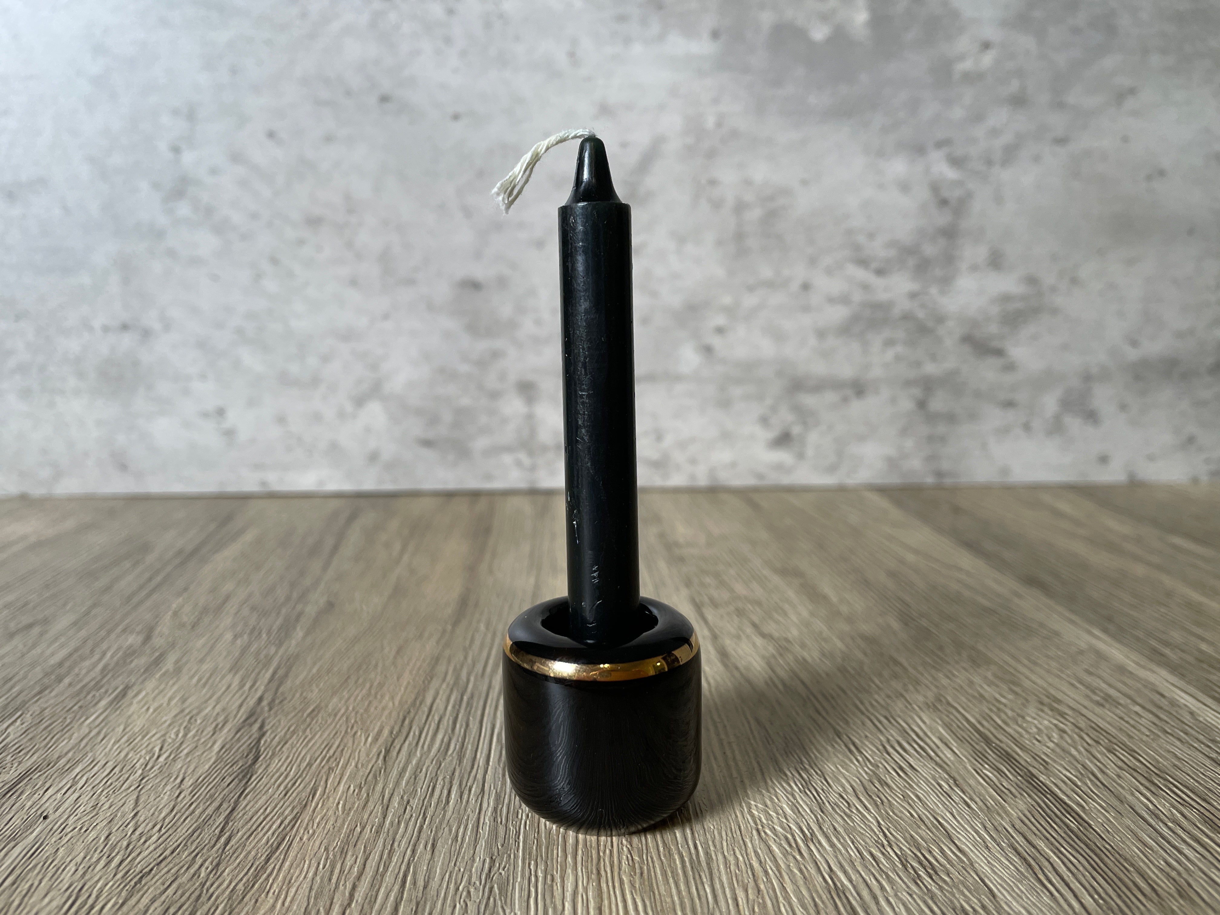 Buy Online Latest and Unique Black Chime Candle Holder - Ceramic with Gold Band | Shop Best Spiritual Items - The Mystical Ritual
