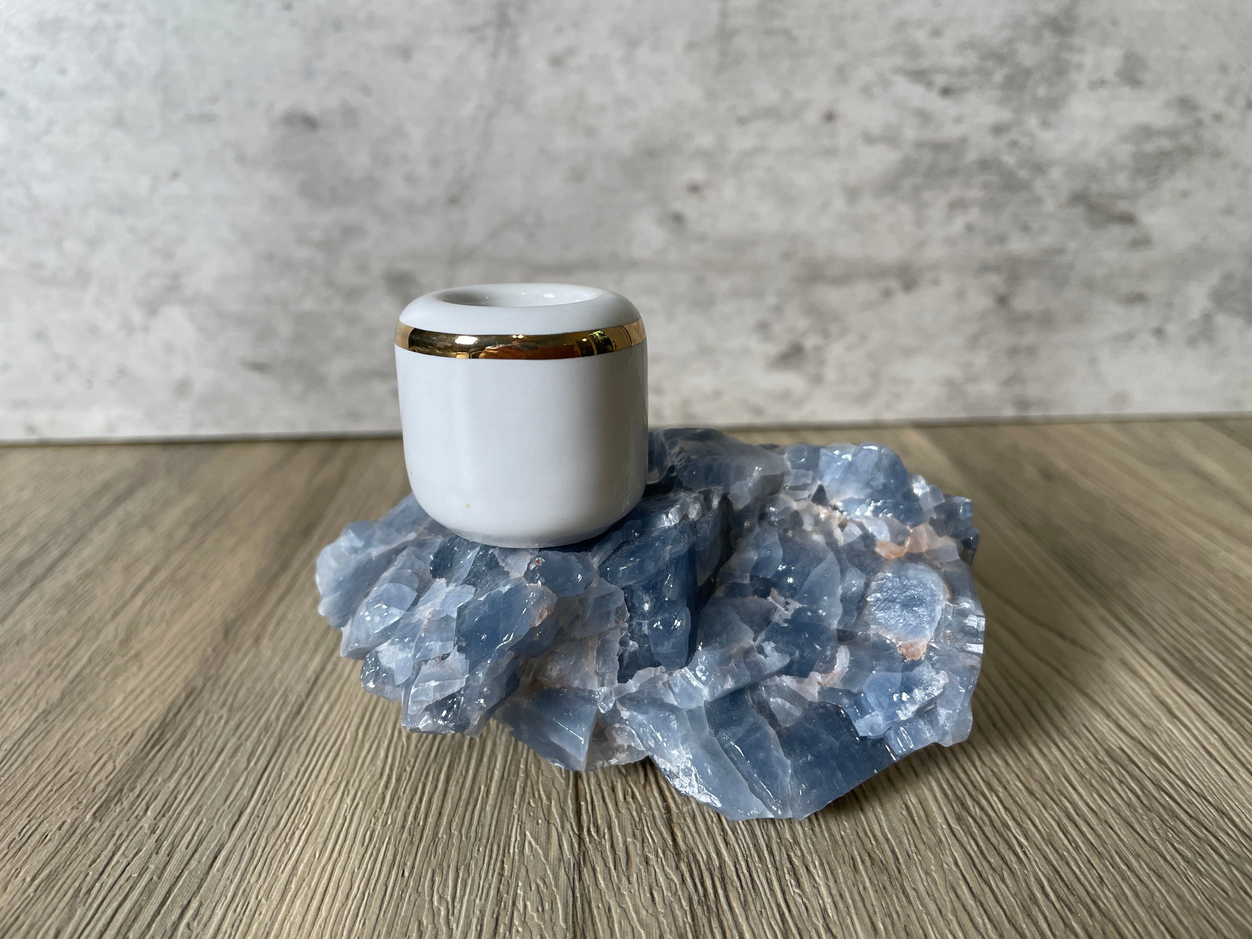 Buy Online Latest and Unique White Chime Candle Holder - Ceramic with Gold Band | Shop Best Spiritual Items - The Mystical Ritual