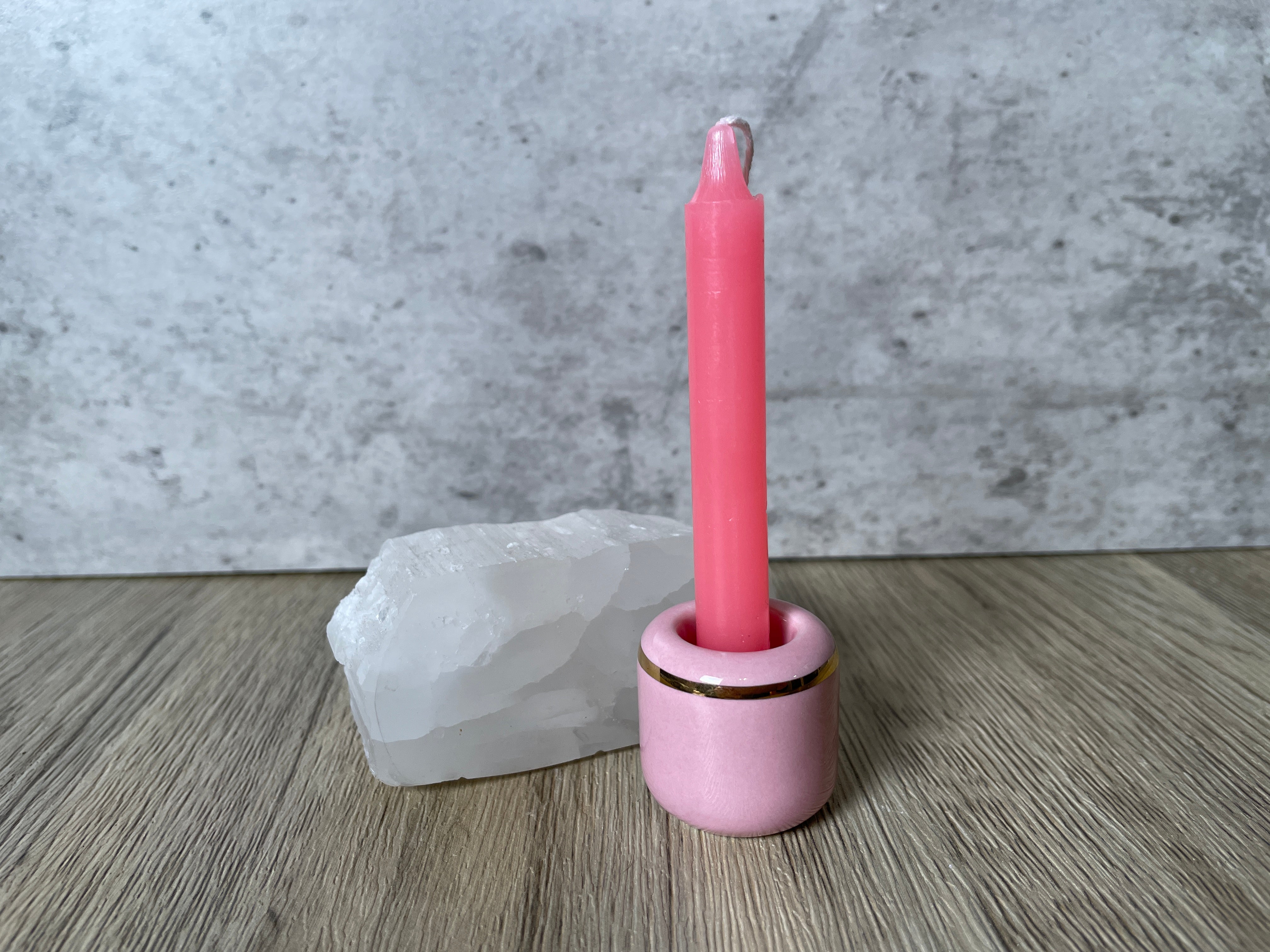 Buy Online Latest and Unique Pink Chime Candle Holder - Ceramic with Gold Band | Shop Best Spiritual Items - The Mystical Ritual