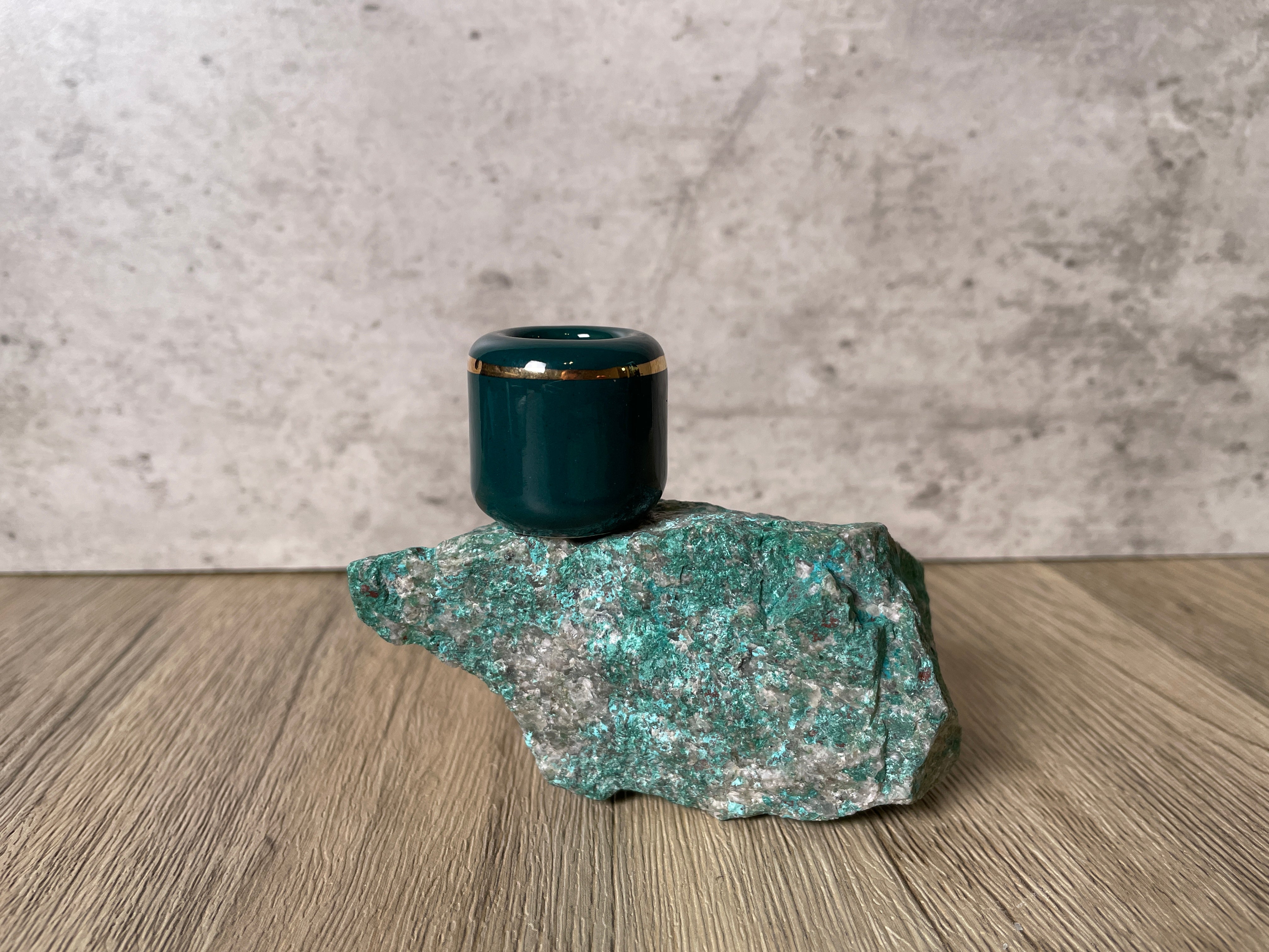 Buy Online Latest and Unique Green Chime Candle Holder - Ceramic with Gold Band | Shop Best Spiritual Items - The Mystical Ritual