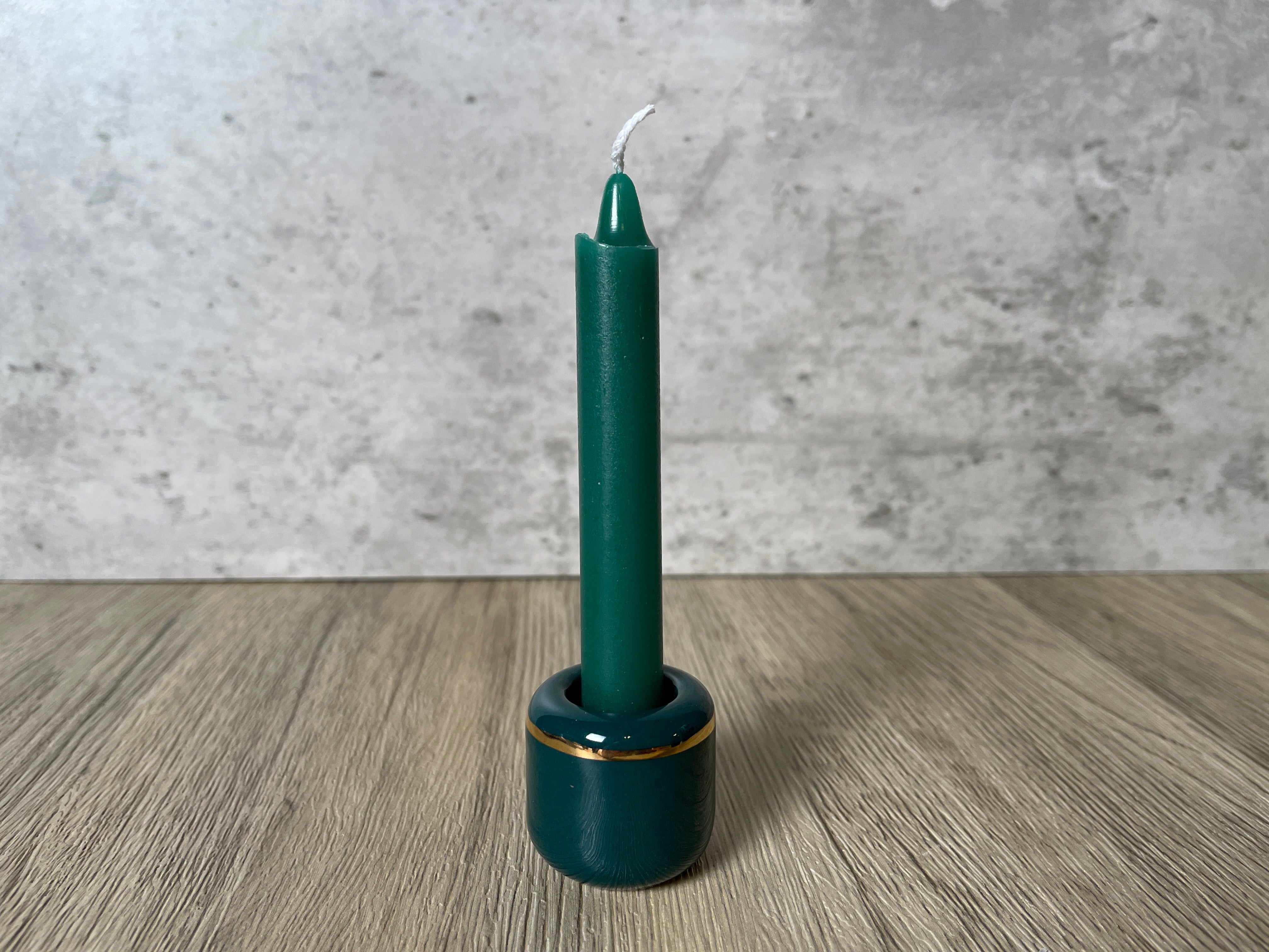 Buy Online Latest and Unique Green Chime Candle Holder - Ceramic with Gold Band | Shop Best Spiritual Items - The Mystical Ritual