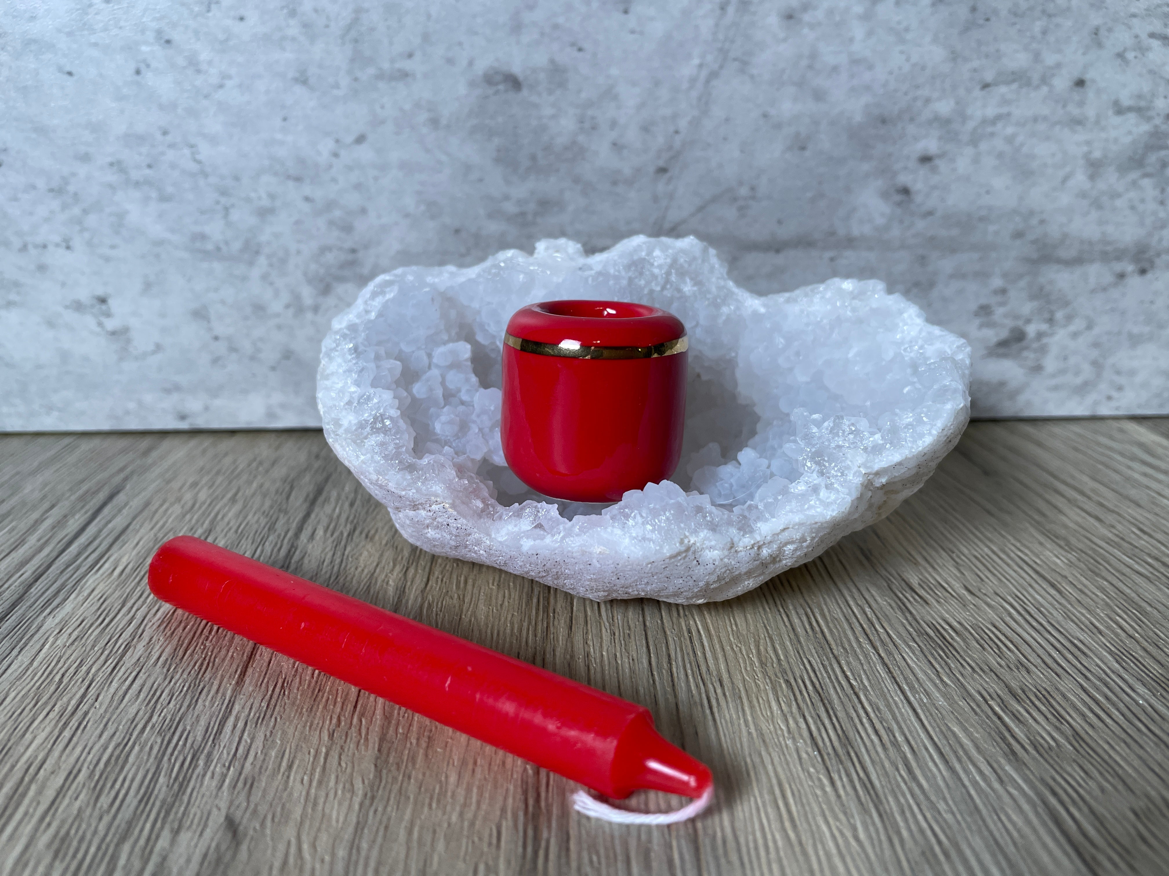 Buy Online Latest and Unique Red Chime Candle Holder - Ceramic with Gold Band | Shop Best Spiritual Items - The Mystical Ritual