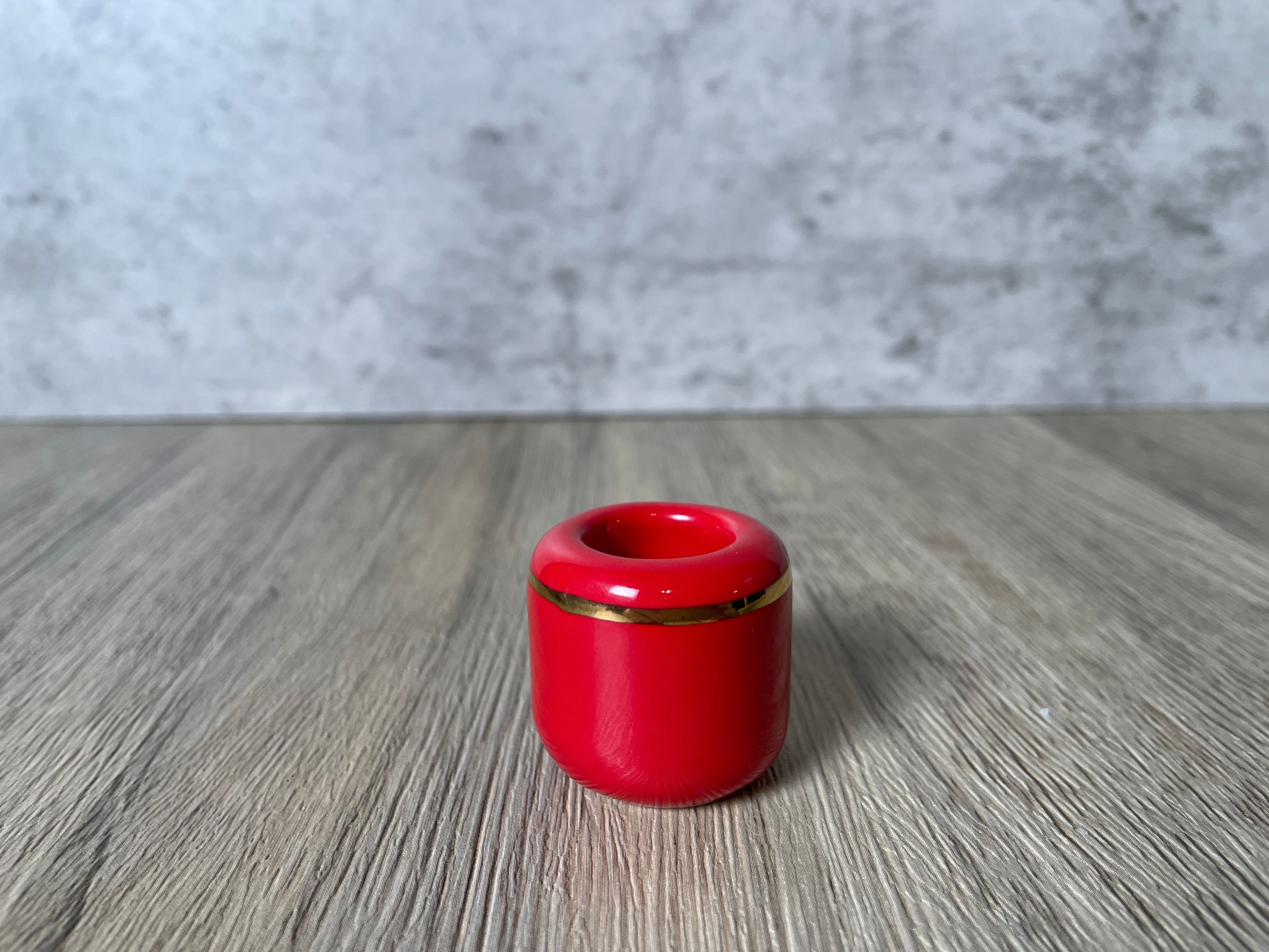 Buy Online Latest and Unique Red Chime Candle Holder - Ceramic with Gold Band | Shop Best Spiritual Items - The Mystical Ritual