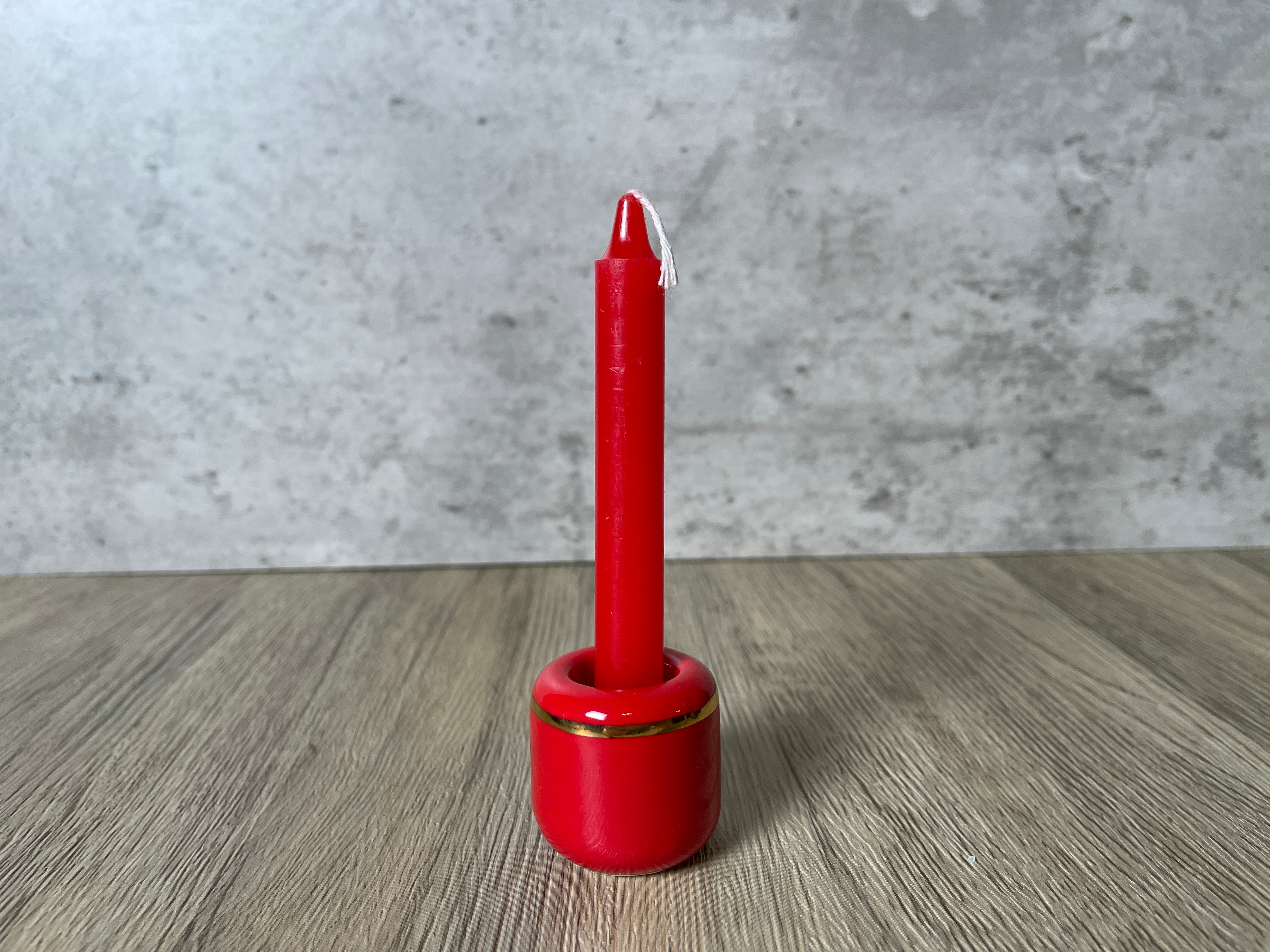Buy Online Latest and Unique Red Chime Candle Holder - Ceramic with Gold Band | Shop Best Spiritual Items - The Mystical Ritual