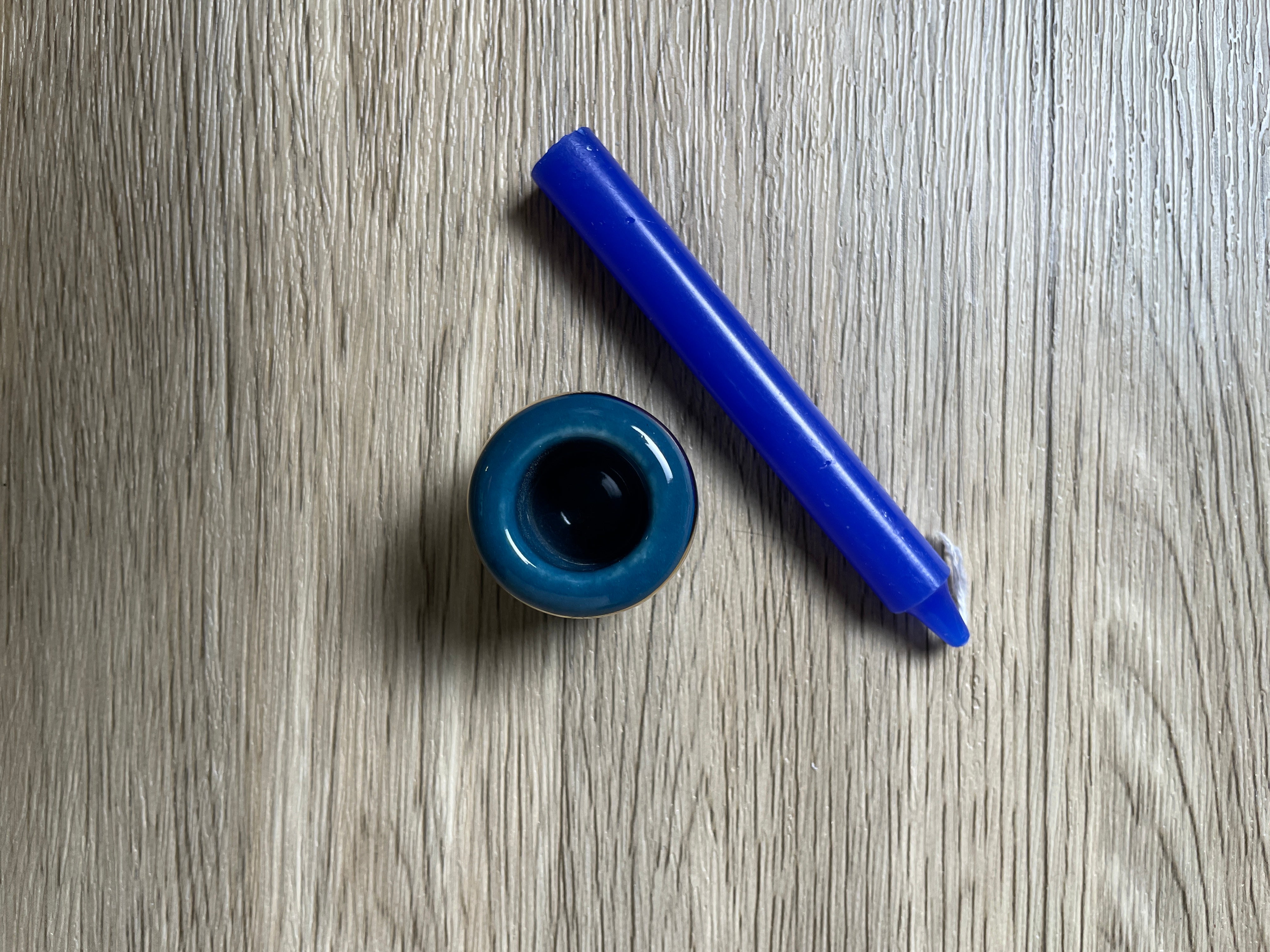 Buy Online Latest and Unique Blue Chime Candle Holder - Ceramic with Gold Band | Shop Best Spiritual Items - The Mystical Ritual