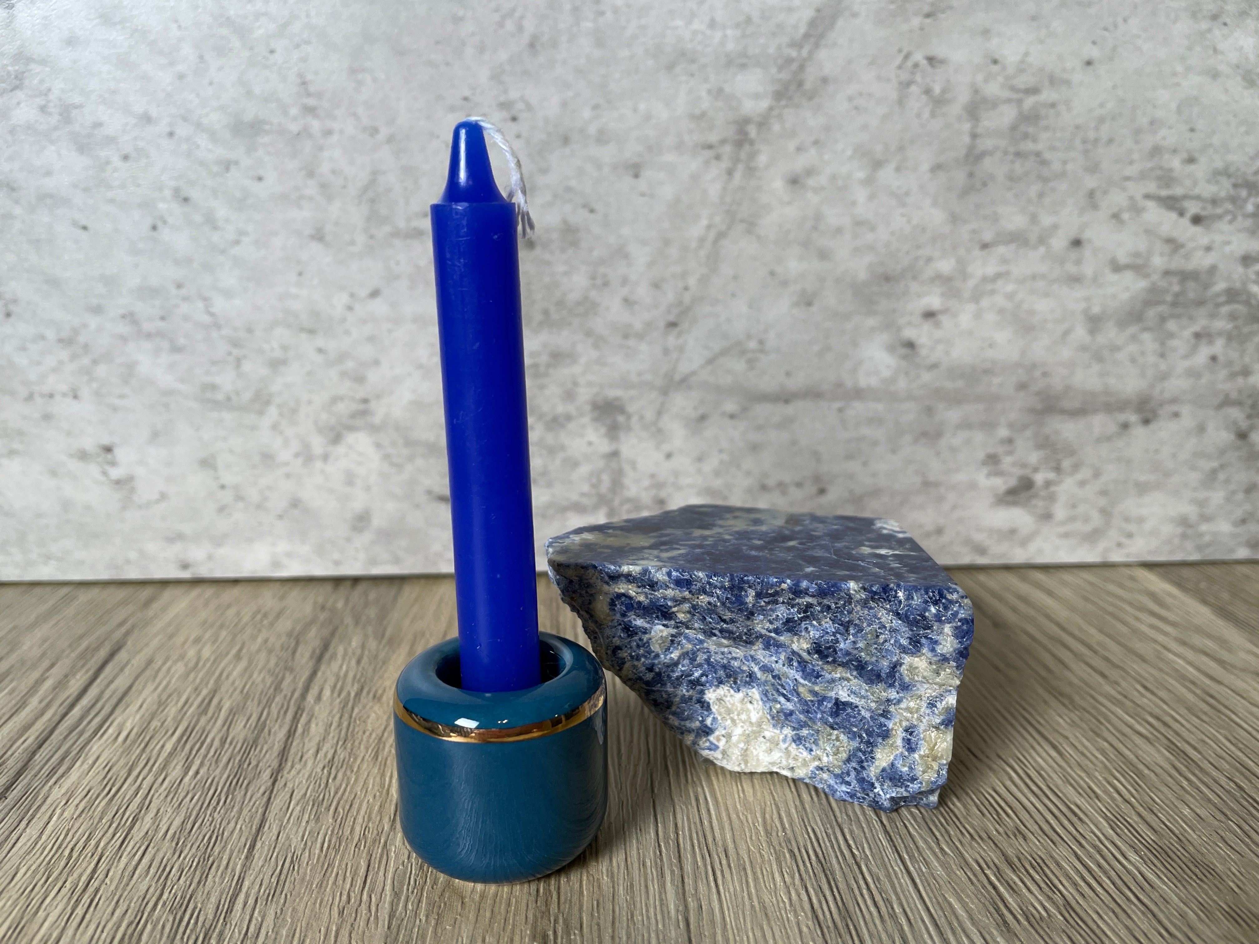 Buy Online Latest and Unique Blue Chime Candle Holder - Ceramic with Gold Band | Shop Best Spiritual Items - The Mystical Ritual