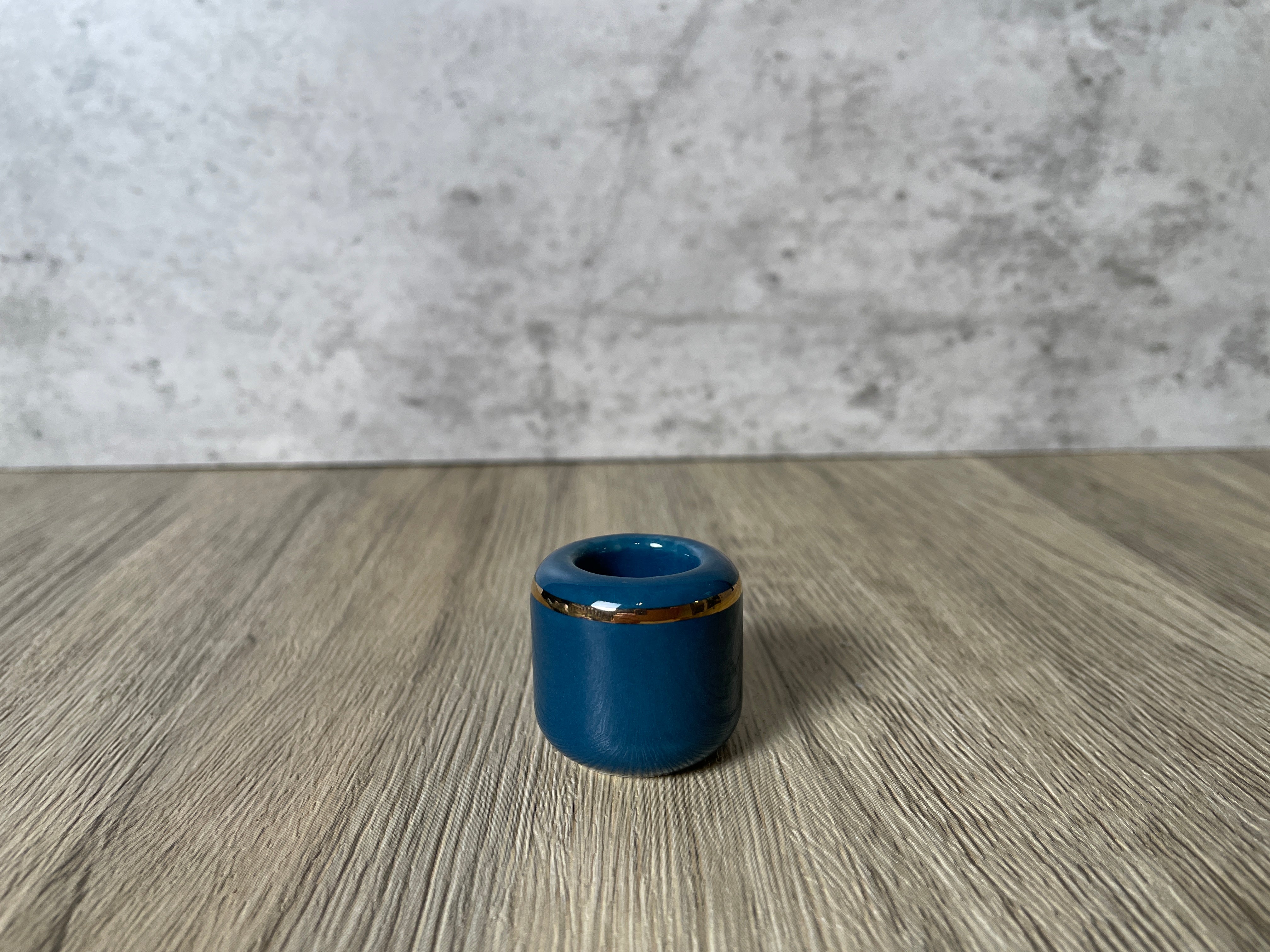 Buy Online Latest and Unique Blue Chime Candle Holder - Ceramic with Gold Band | Shop Best Spiritual Items - The Mystical Ritual
