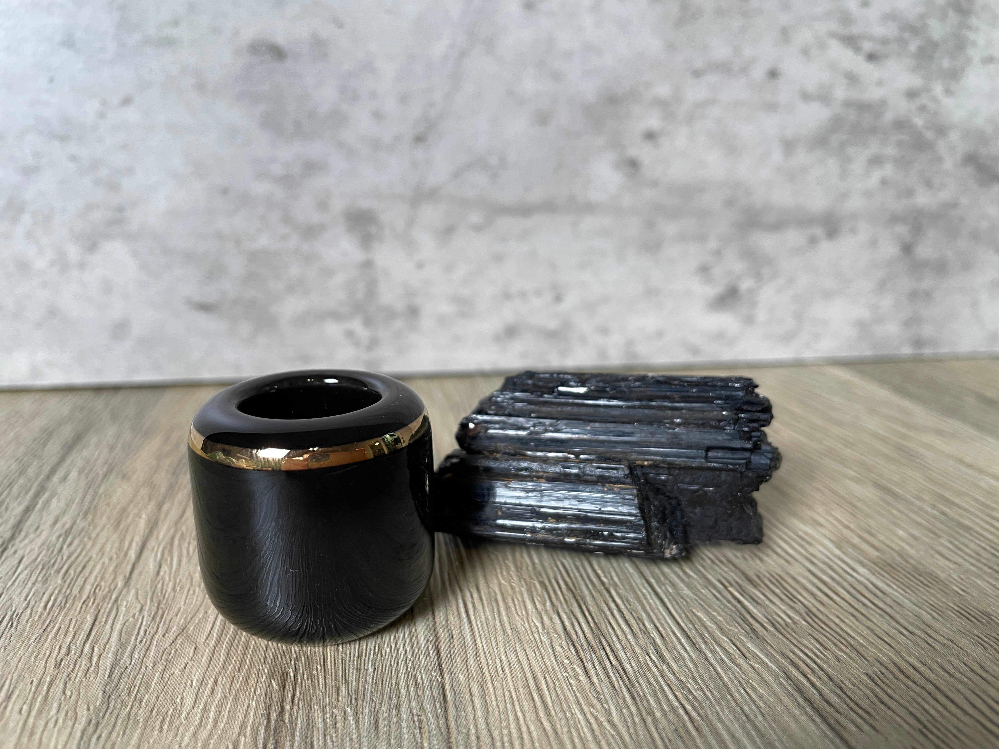 Buy Online Latest and Unique Black Chime Candle Holder - Ceramic with Gold Band | Shop Best Spiritual Items - The Mystical Ritual