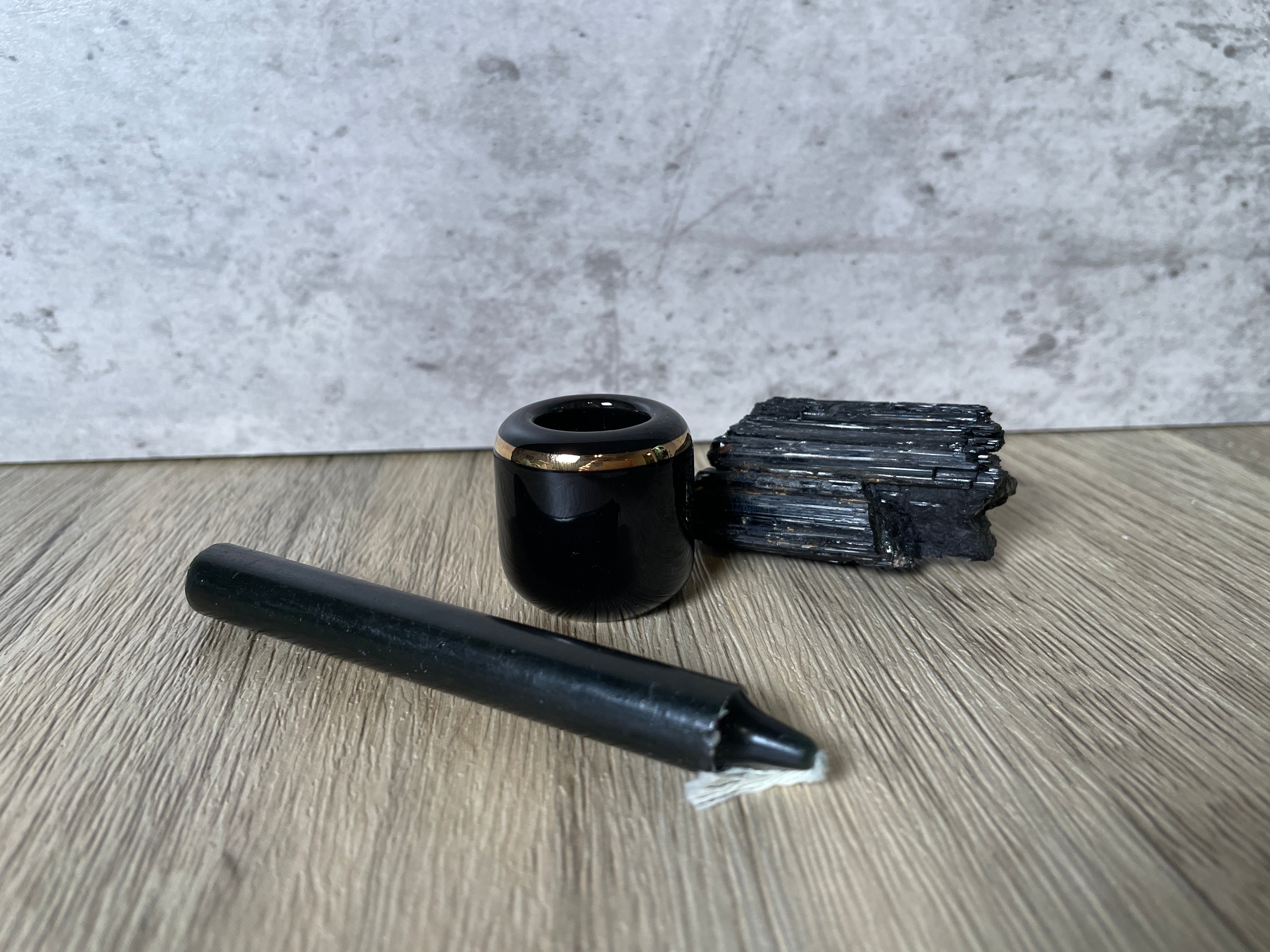 Buy Online Latest and Unique Black Chime Candle Holder - Ceramic with Gold Band | Shop Best Spiritual Items - The Mystical Ritual