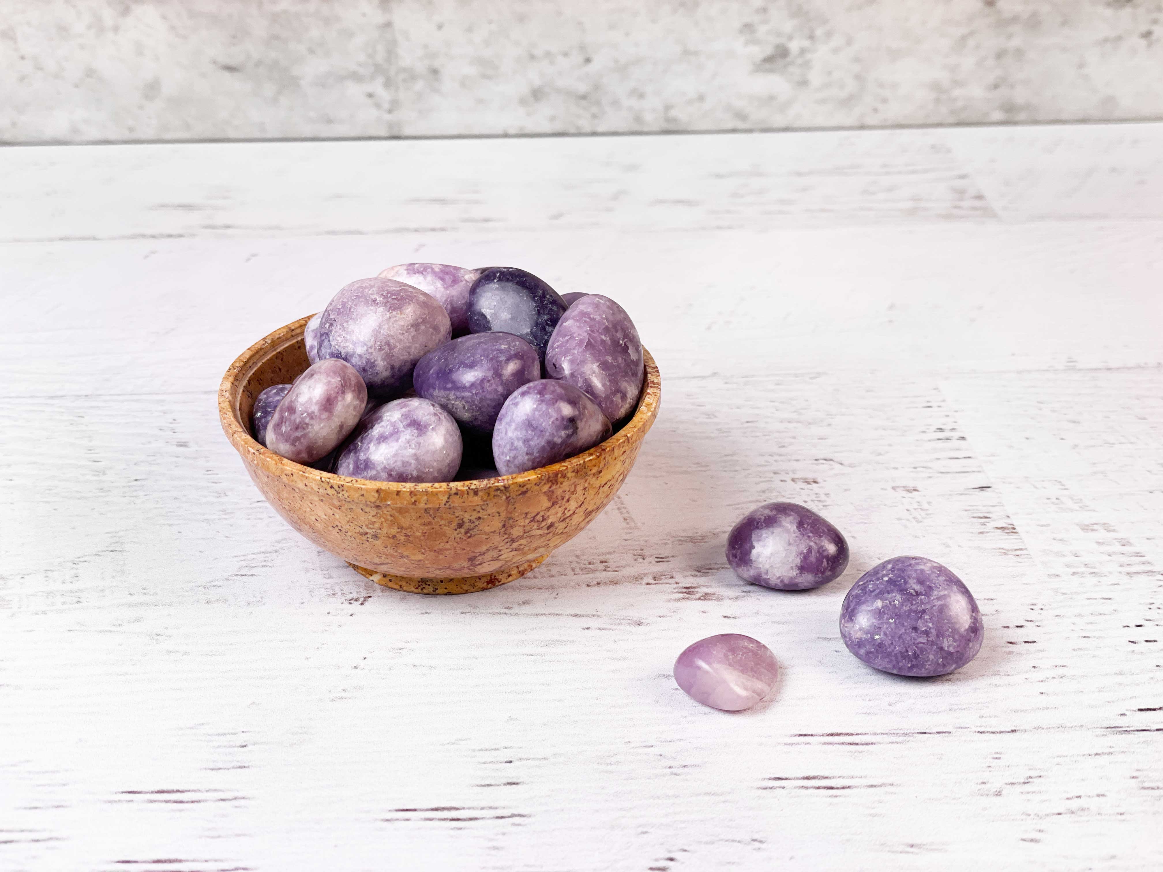 Buy Online Latest and Unique Tumbled Lepidolite - Emotional healing, Balance, Purification, Relaxation, Stress Relief | Shop Best Spiritual Items - The Mystical Ritual