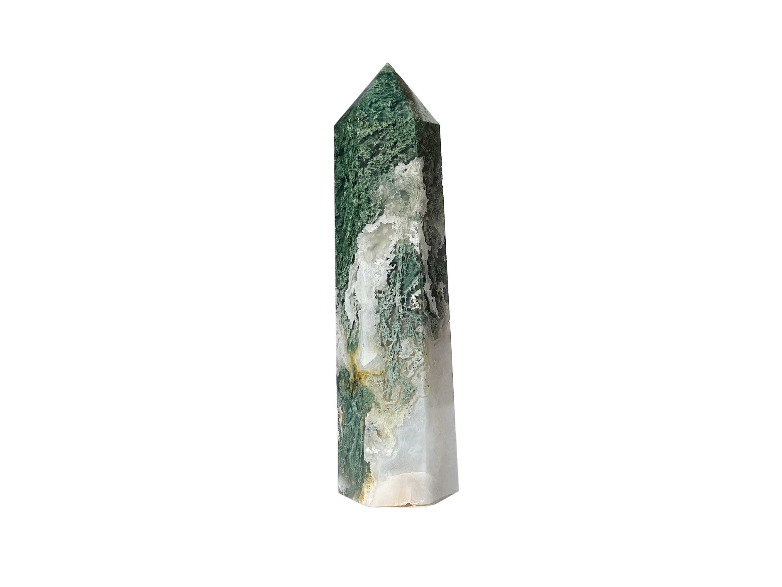 Buy Online Latest and Unique SOLD - Moss Agate Crystal Tower Point | Shop Best Spiritual Items - The Mystical Ritual