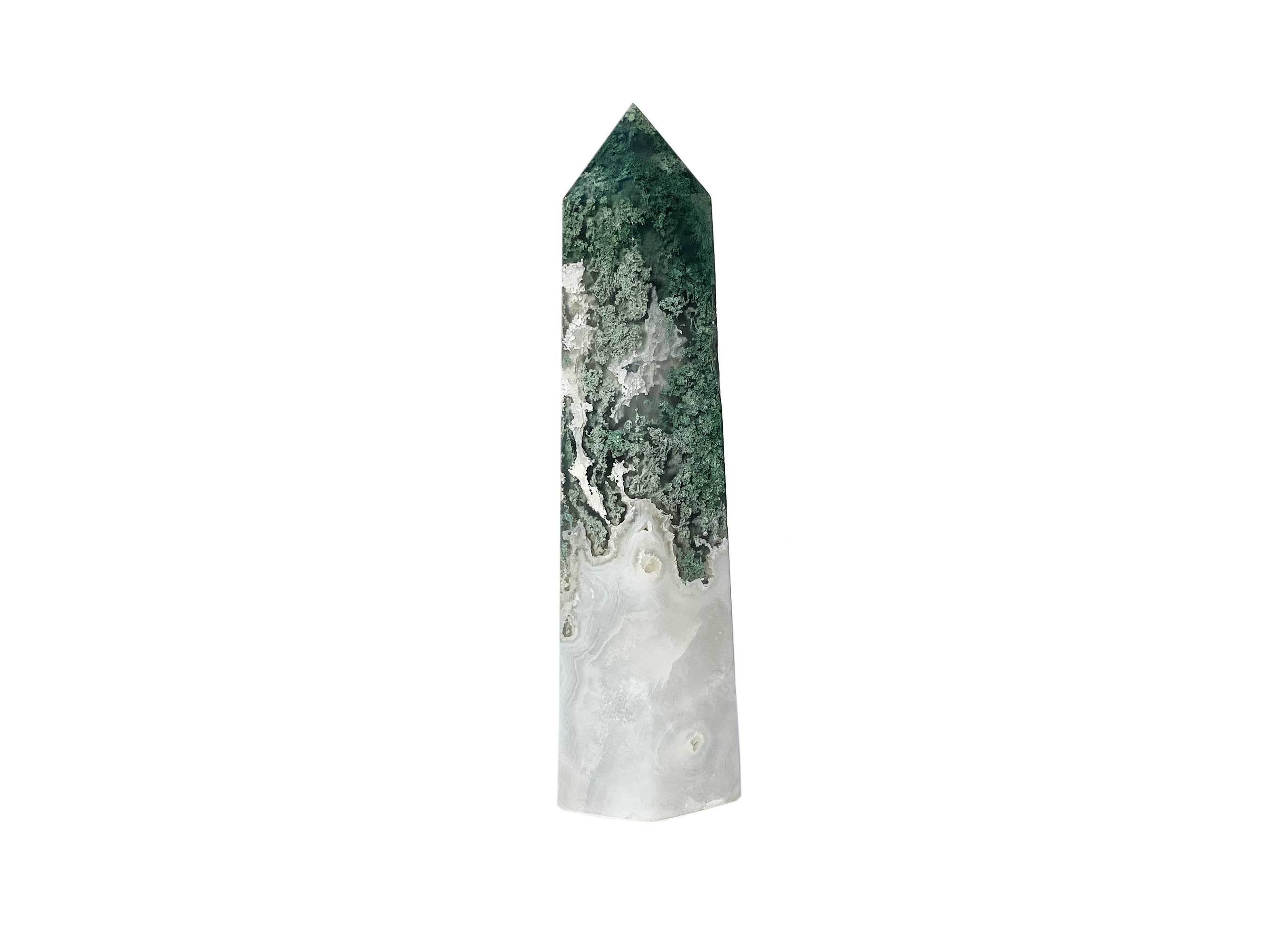 Buy Online Latest and Unique SOLD - Moss Agate Crystal Tower Point | Shop Best Spiritual Items - The Mystical Ritual