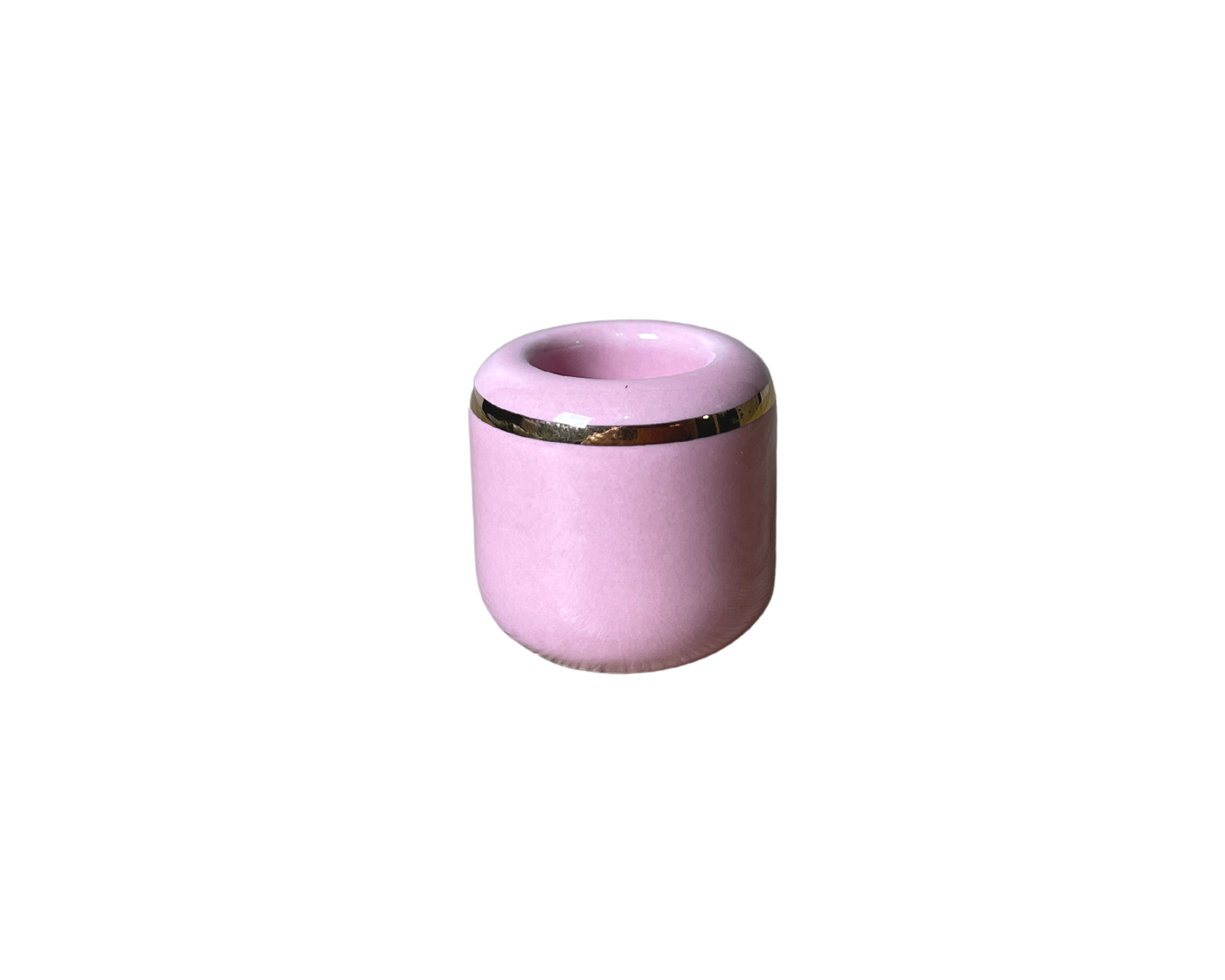 Buy Online Latest and Unique Pink Chime Candle Holder - Ceramic with Gold Band | Shop Best Spiritual Items - The Mystical Ritual