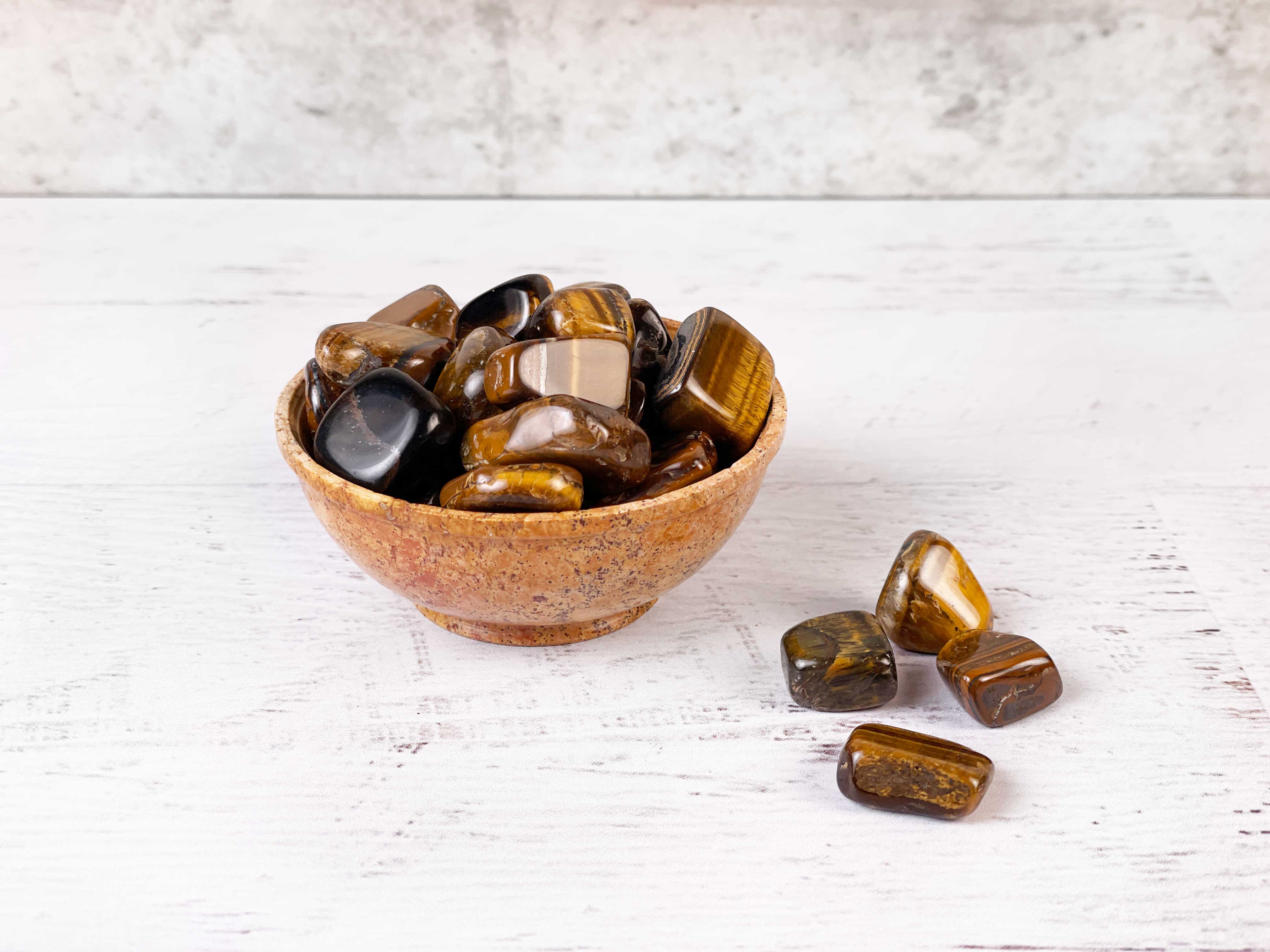 Buy Online Latest and Unique Tumbled Tiger Eye - Protection, Sobriety, Balance, Vitality, Strength, Practicality, Warrior, Christ Consciousness | Shop Best Spiritual Items - The Mystical Ritu