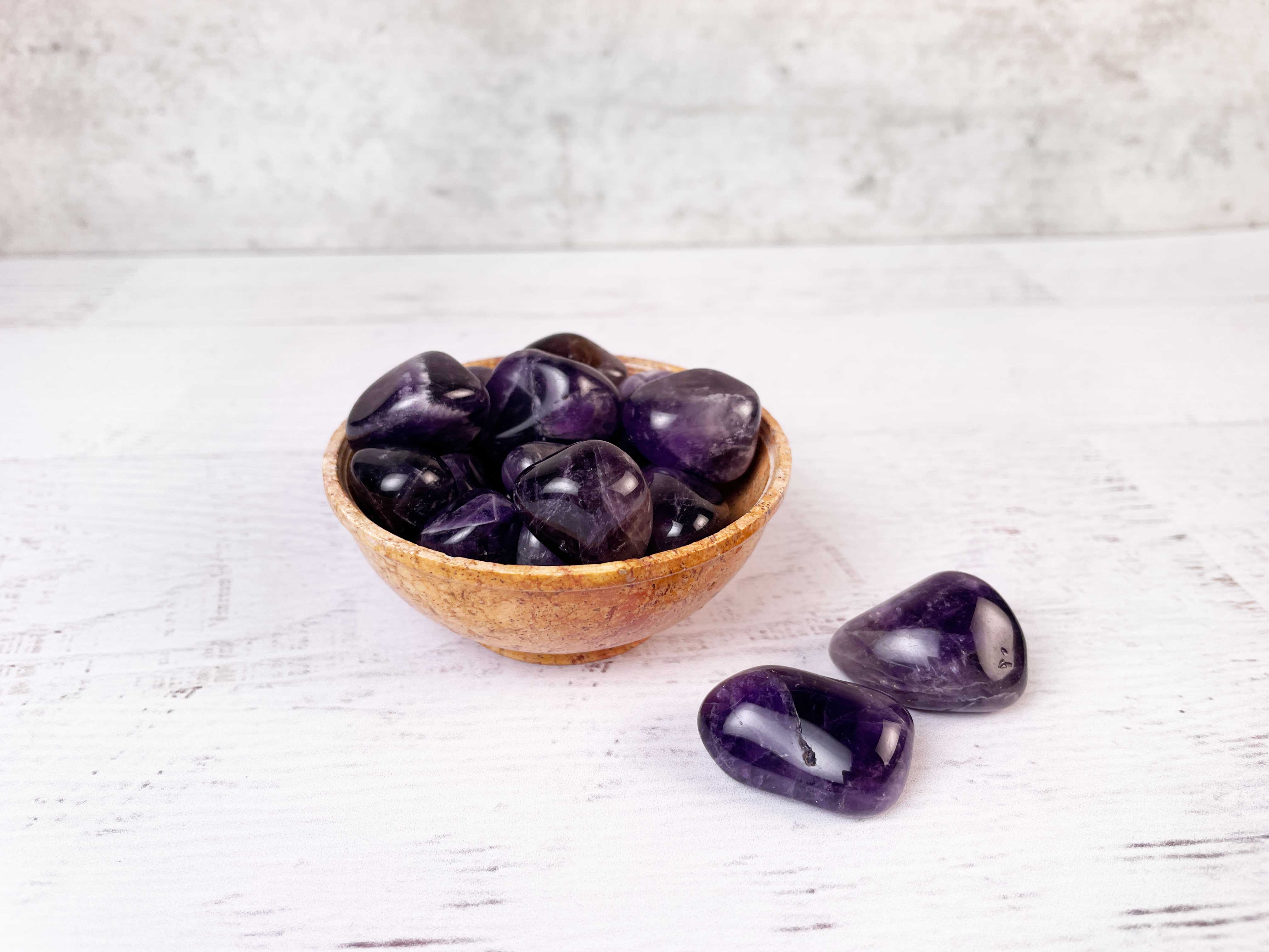 Buy Online Latest and Unique Tumbled Amethyst - Protection, Purification, Divine Connection & Release of Addictions | Shop Best Spiritual Items - The Mystical Ritual