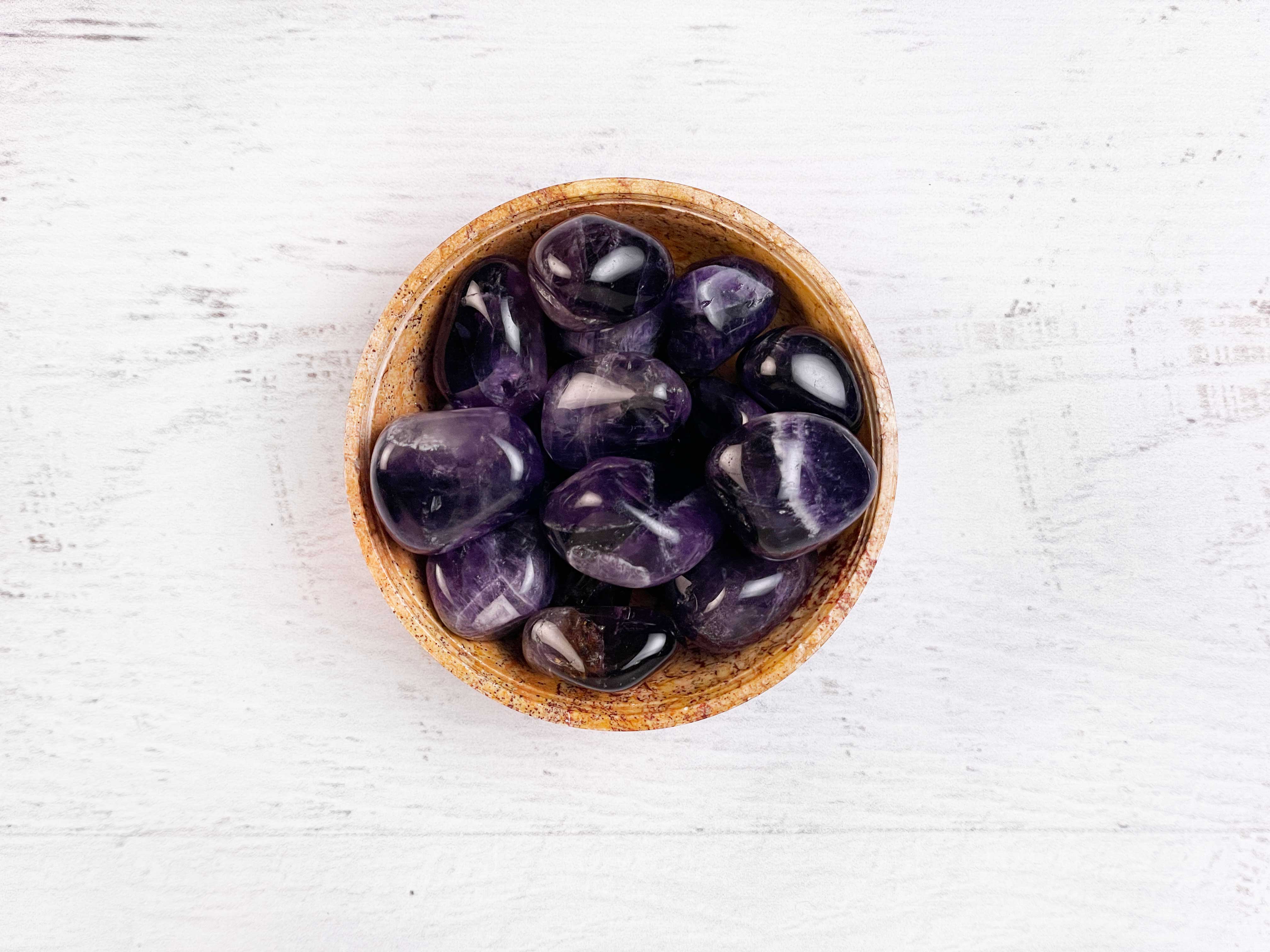 Buy Online Latest and Unique Tumbled Amethyst - Protection, Purification, Divine Connection & Release of Addictions | Shop Best Spiritual Items - The Mystical Ritual