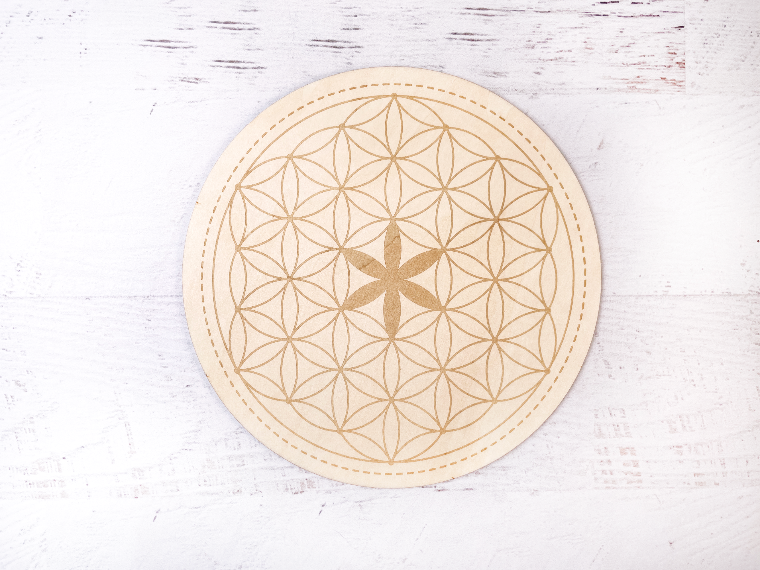 6" Flower of Life Crystal Wood Grid, The mystical ritual sacred geometry grid