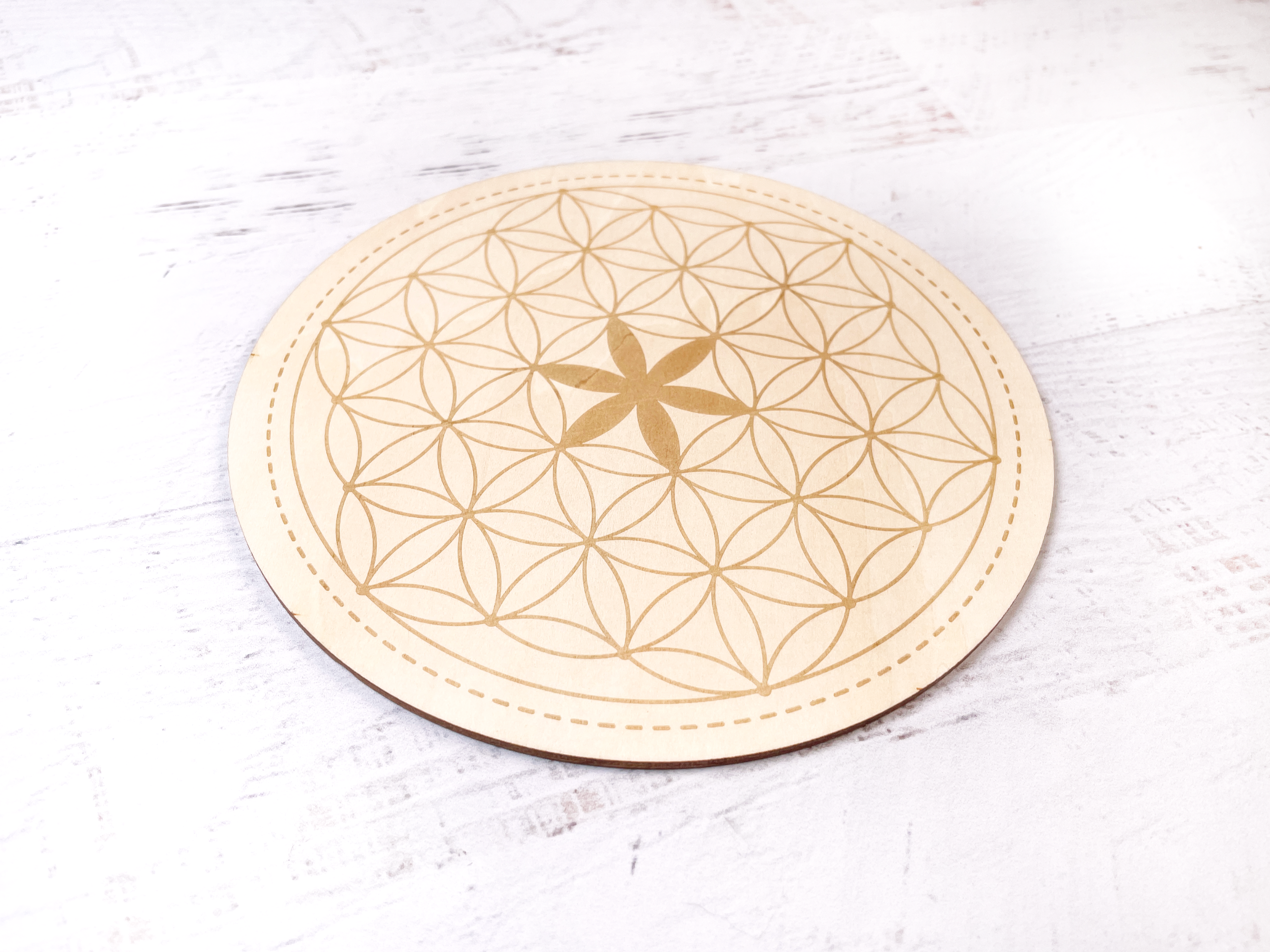 6" Flower of Life Crystal Wood Grid, The mystical ritual sacred geometry grid