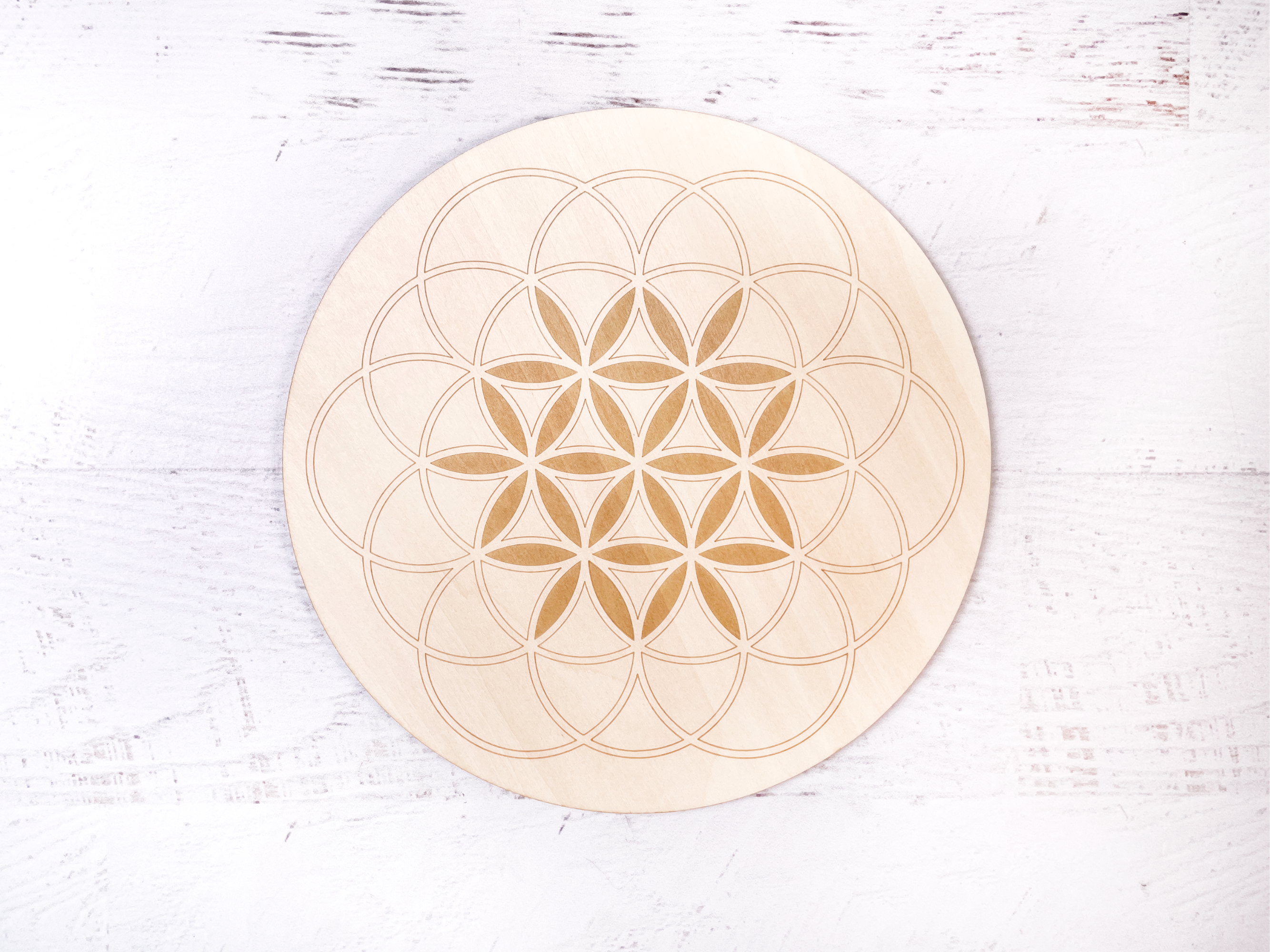 Flower of life crystal grid the mystical ritual wood grid