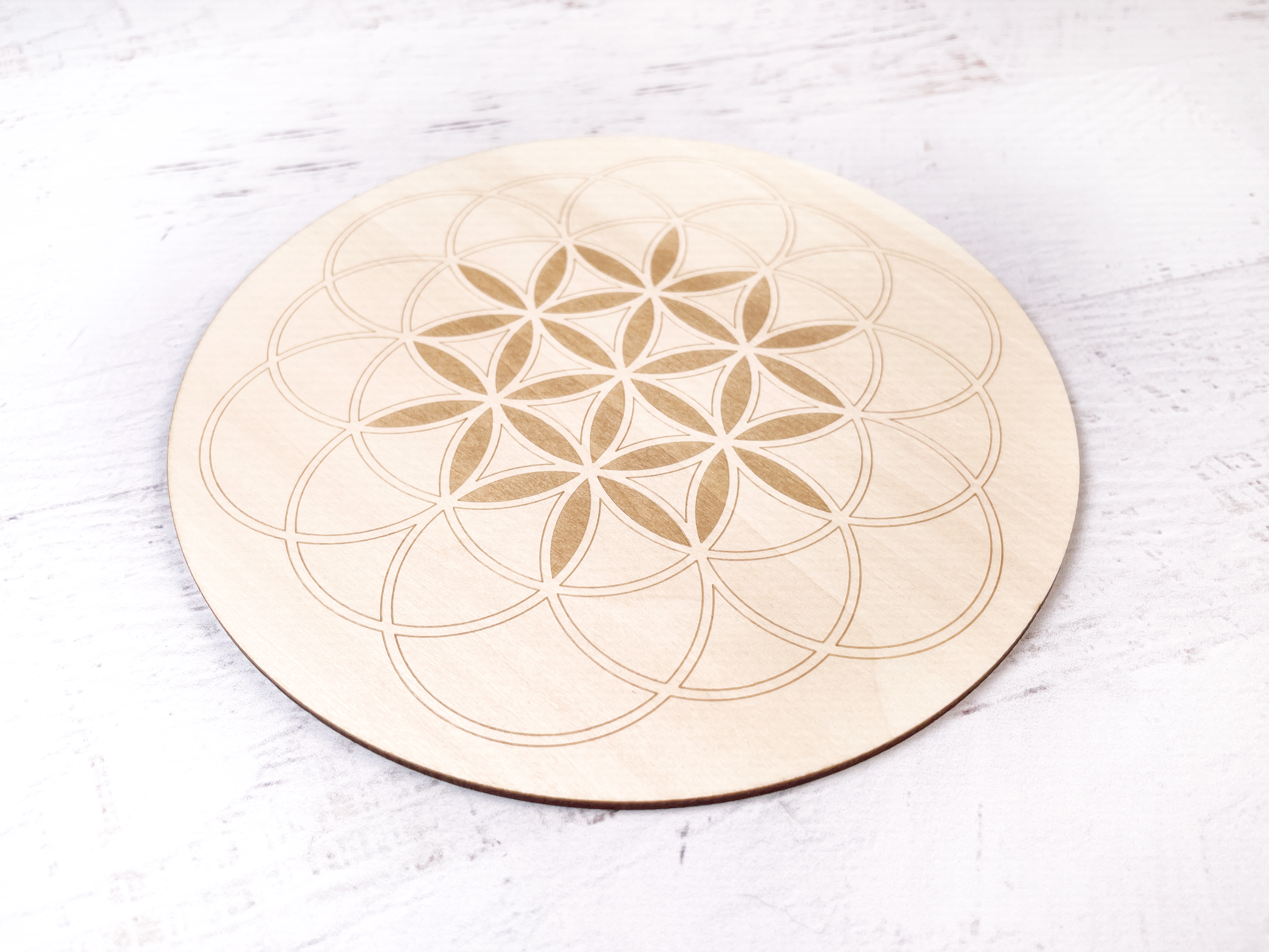 Flower of life crystal grid the mystical ritual wood grid