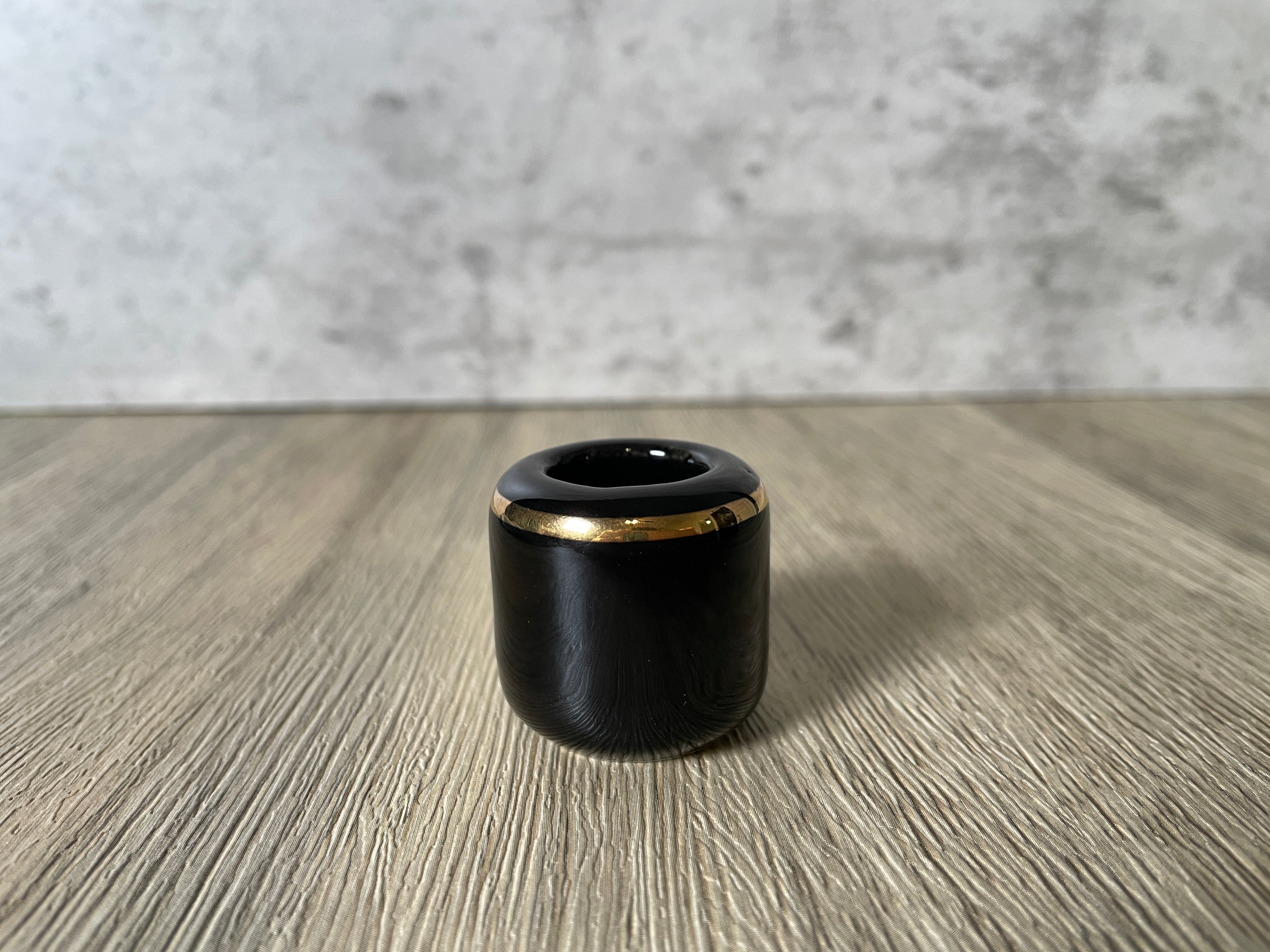 Buy Online Latest and Unique Black Chime Candle Holder - Ceramic with Gold Band | Shop Best Spiritual Items - The Mystical Ritual