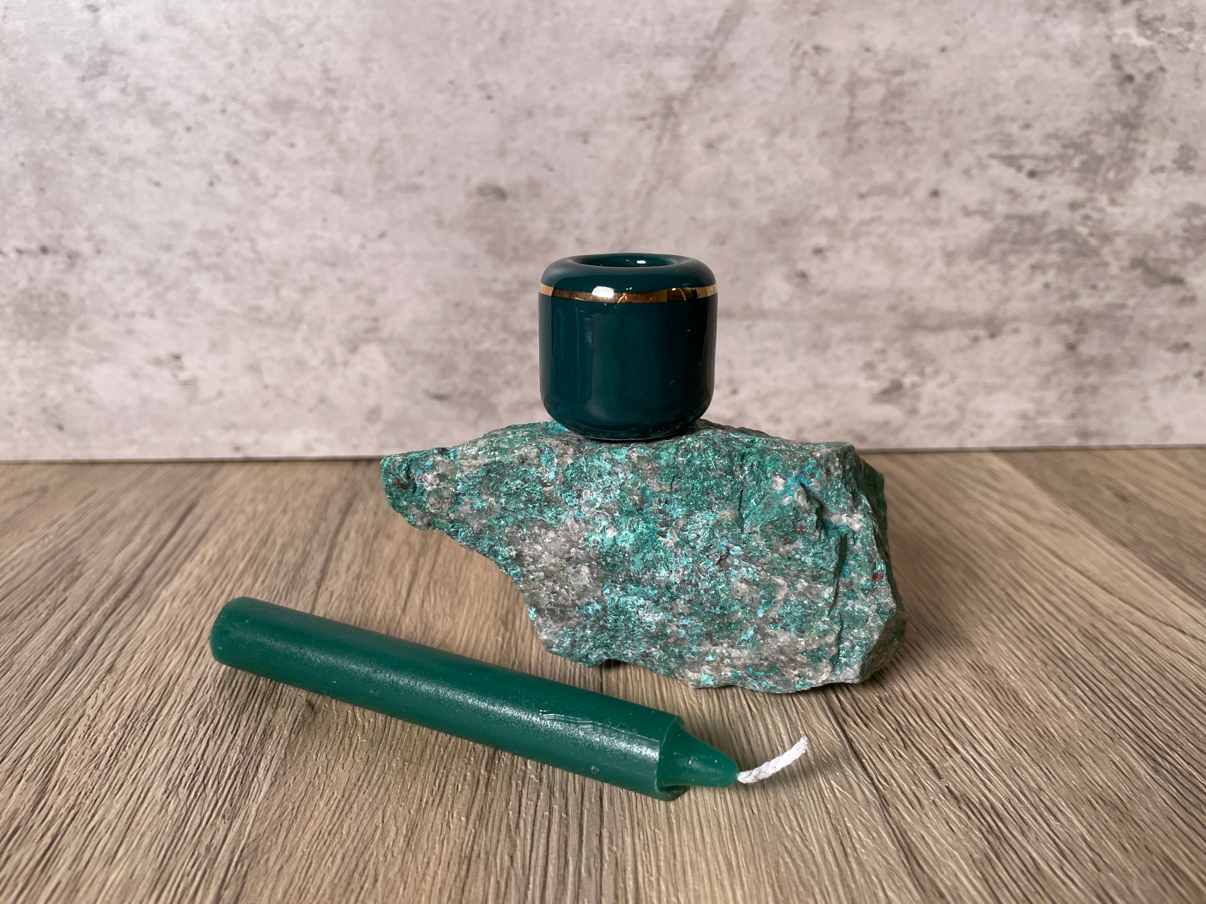 Buy Online Latest and Unique Green Chime Candle Holder - Ceramic with Gold Band | Shop Best Spiritual Items - The Mystical Ritual