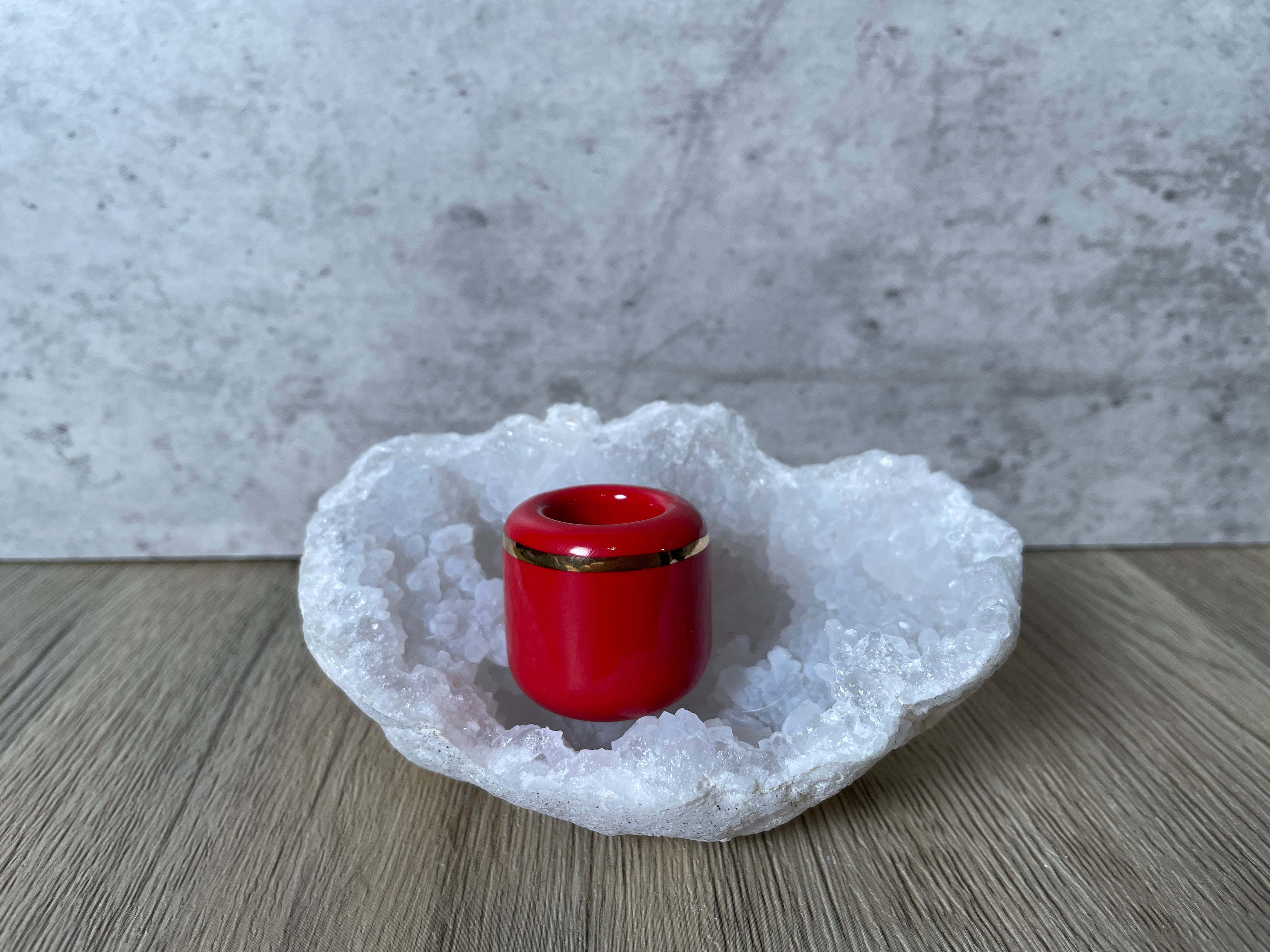 Buy Online Latest and Unique Red Chime Candle Holder - Ceramic with Gold Band | Shop Best Spiritual Items - The Mystical Ritual