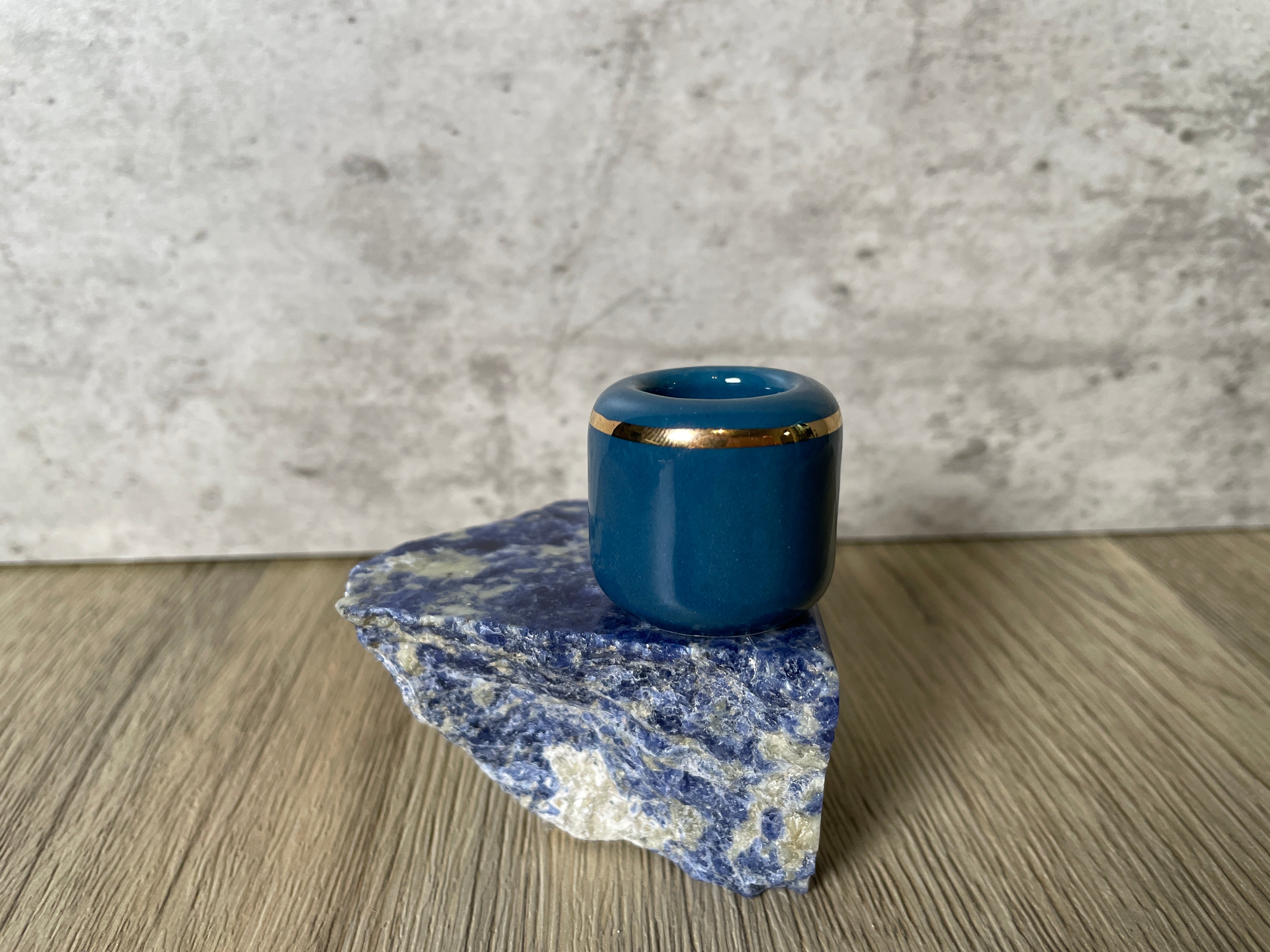 Buy Online Latest and Unique Blue Chime Candle Holder - Ceramic with Gold Band | Shop Best Spiritual Items - The Mystical Ritual