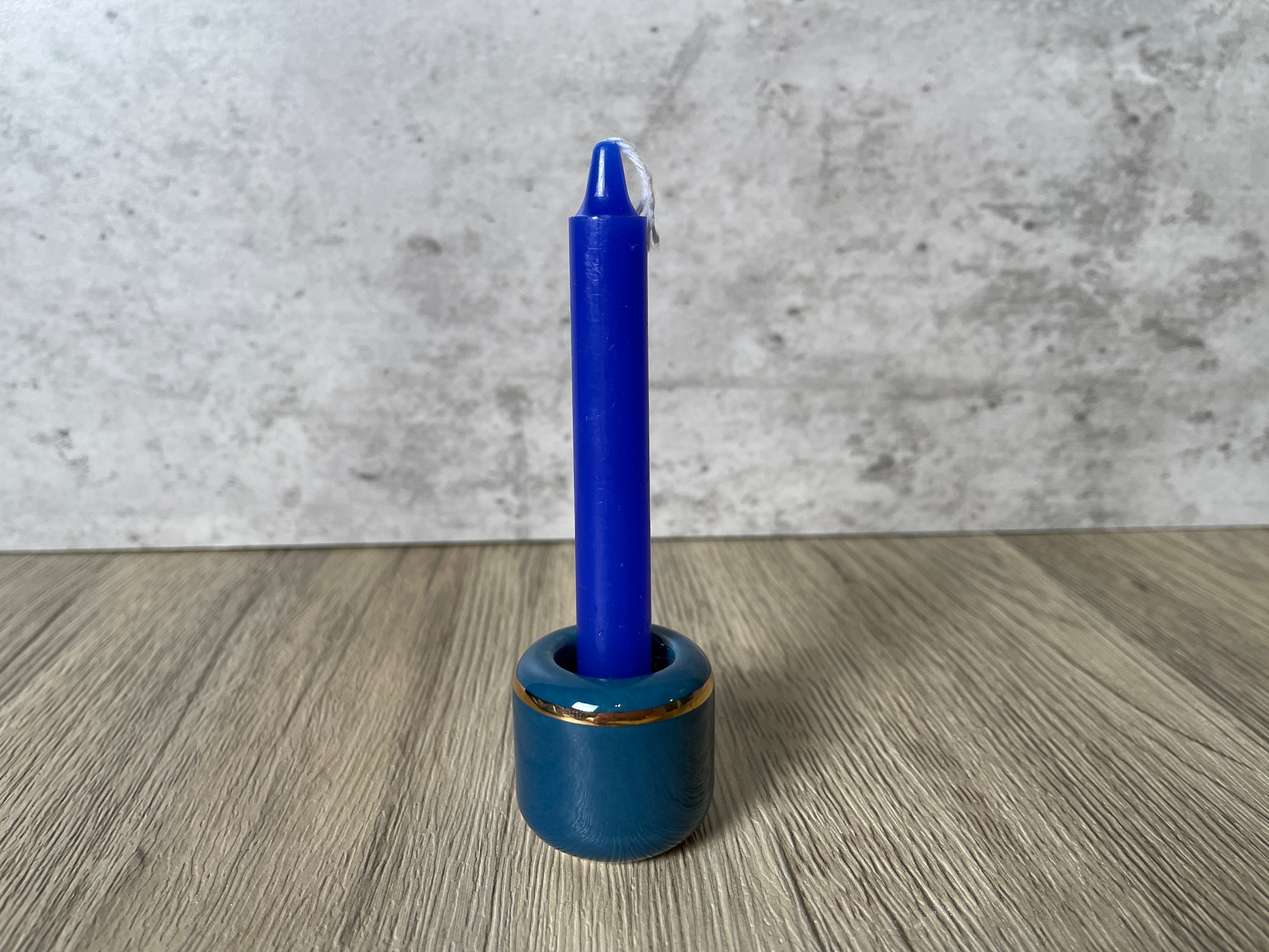 Buy Online Latest and Unique Blue Chime Candle Holder - Ceramic with Gold Band | Shop Best Spiritual Items - The Mystical Ritual