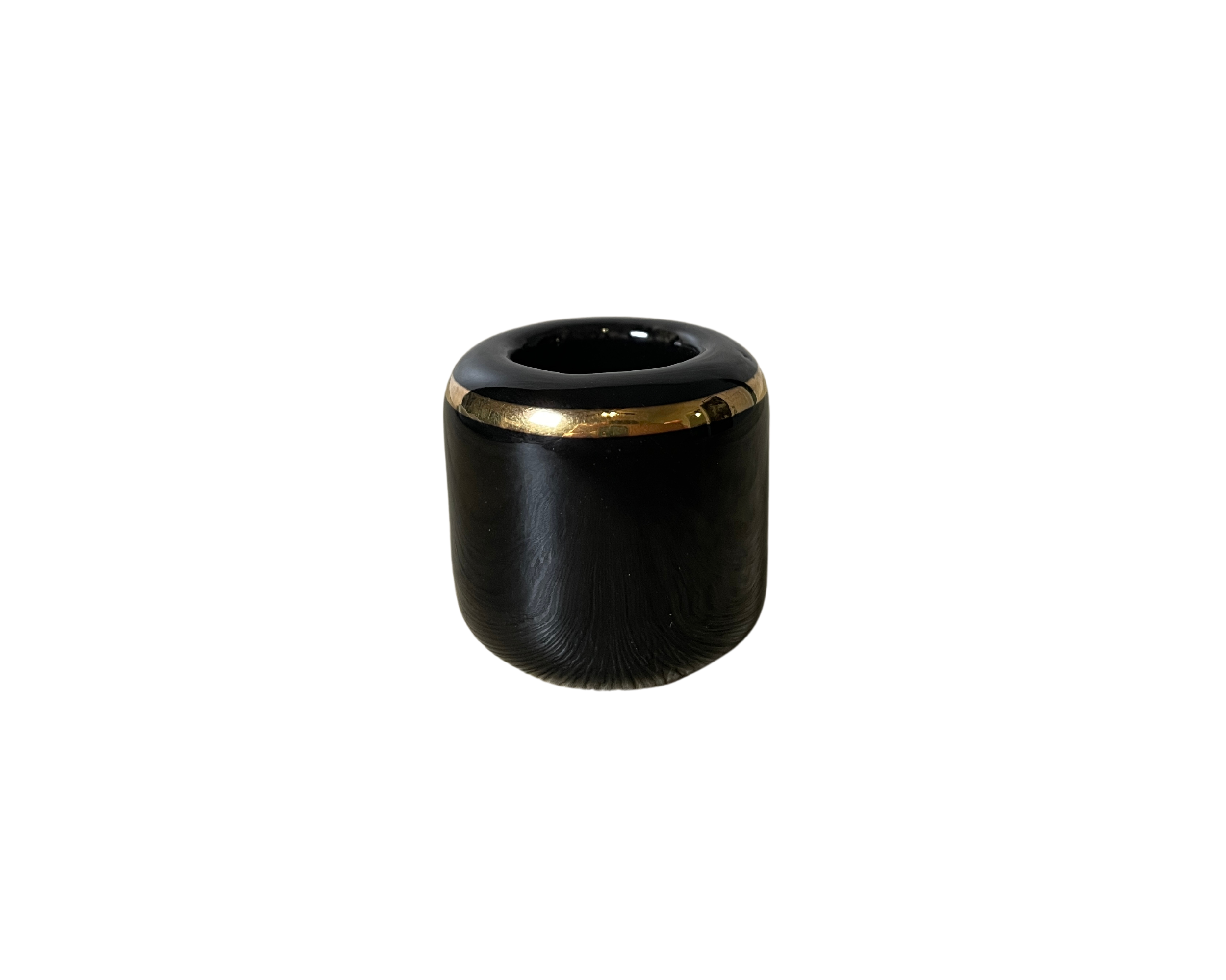 Buy Online Latest and Unique Black Chime Candle Holder - Ceramic with Gold Band | Shop Best Spiritual Items - The Mystical Ritual