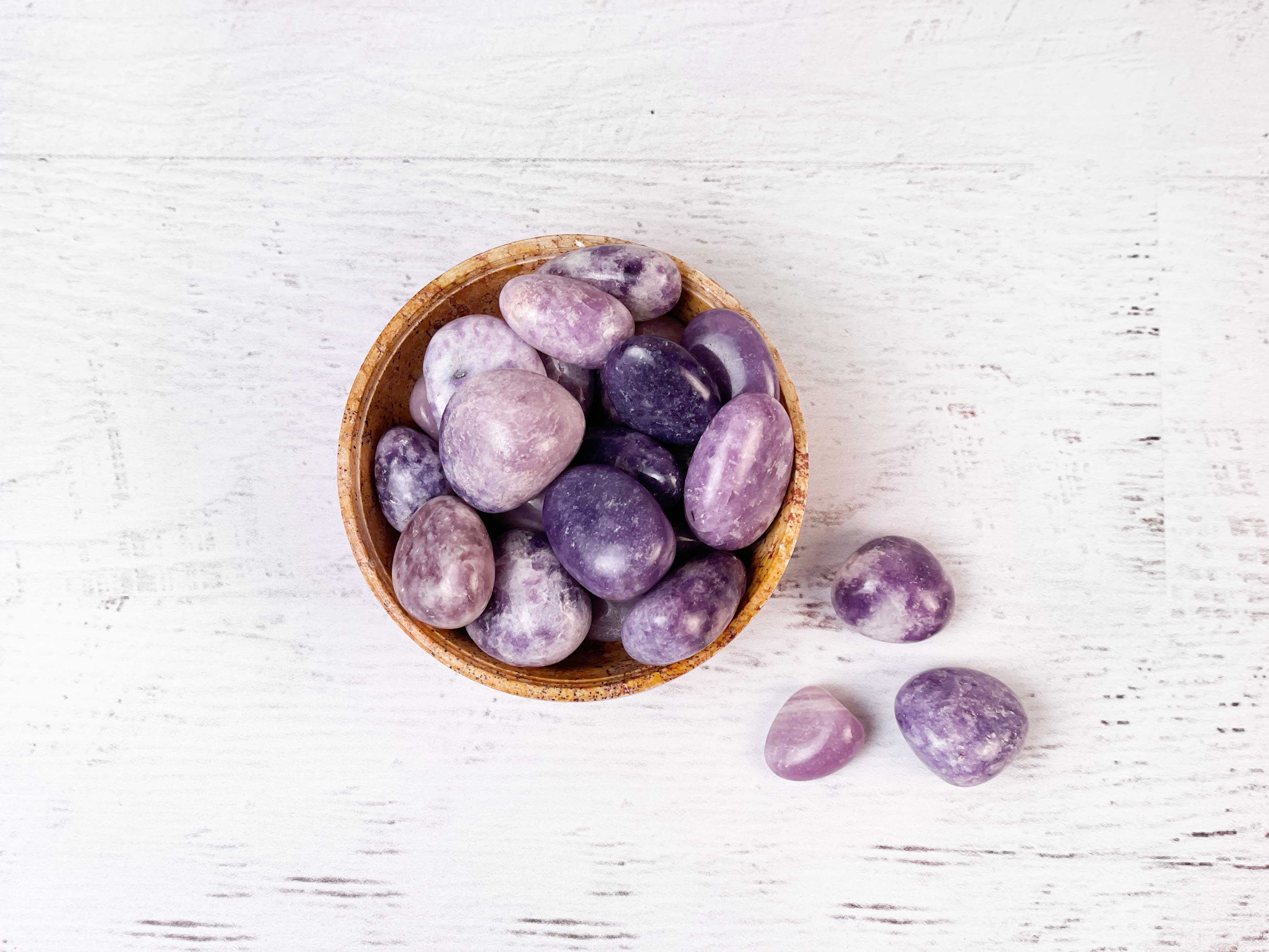 Buy Online Latest and Unique Tumbled Lepidolite - Emotional healing, Balance, Purification, Relaxation, Stress Relief | Shop Best Spiritual Items - The Mystical Ritual