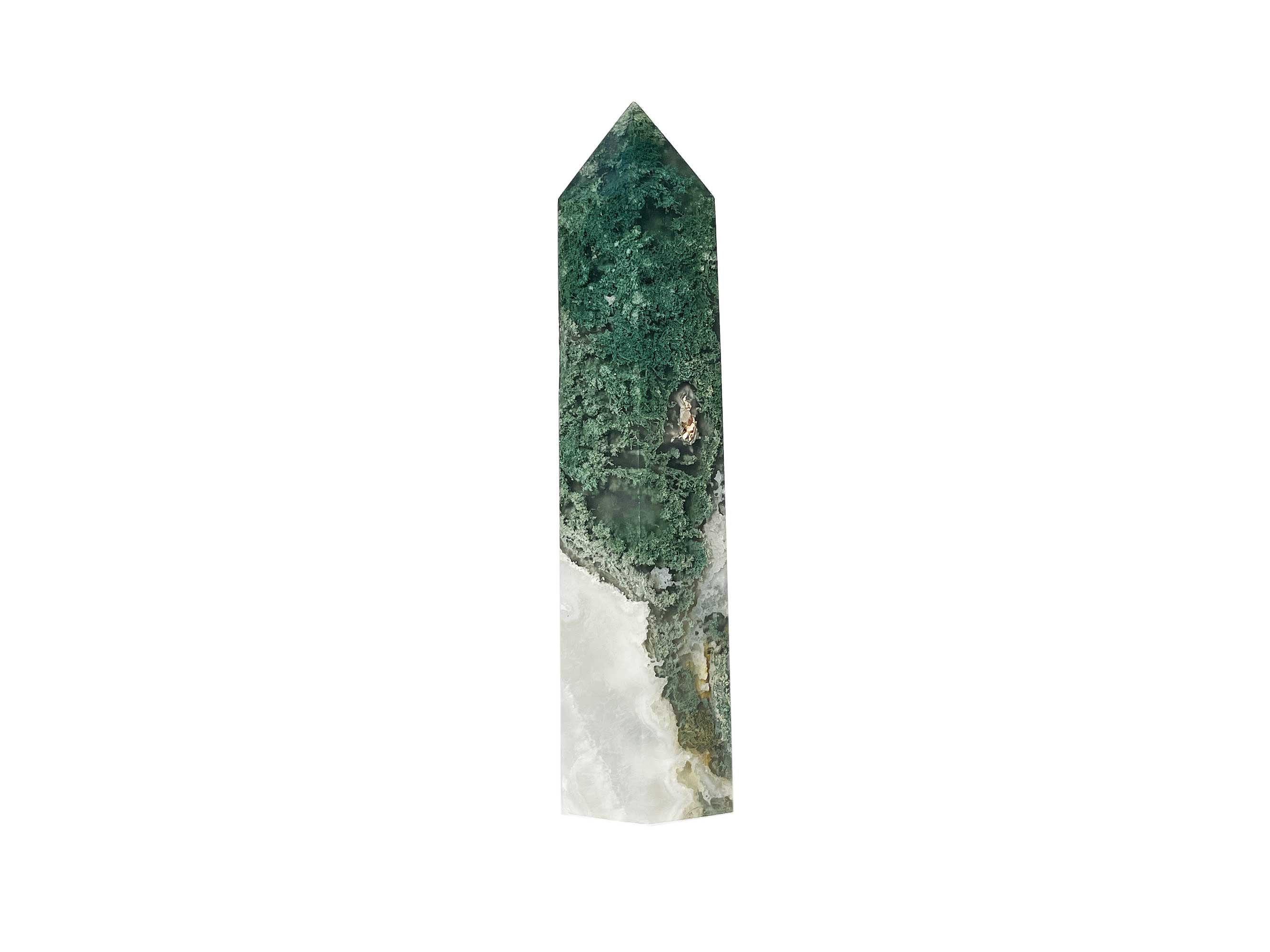 Buy Online Latest and Unique SOLD - Moss Agate Crystal Tower Point | Shop Best Spiritual Items - The Mystical Ritual
