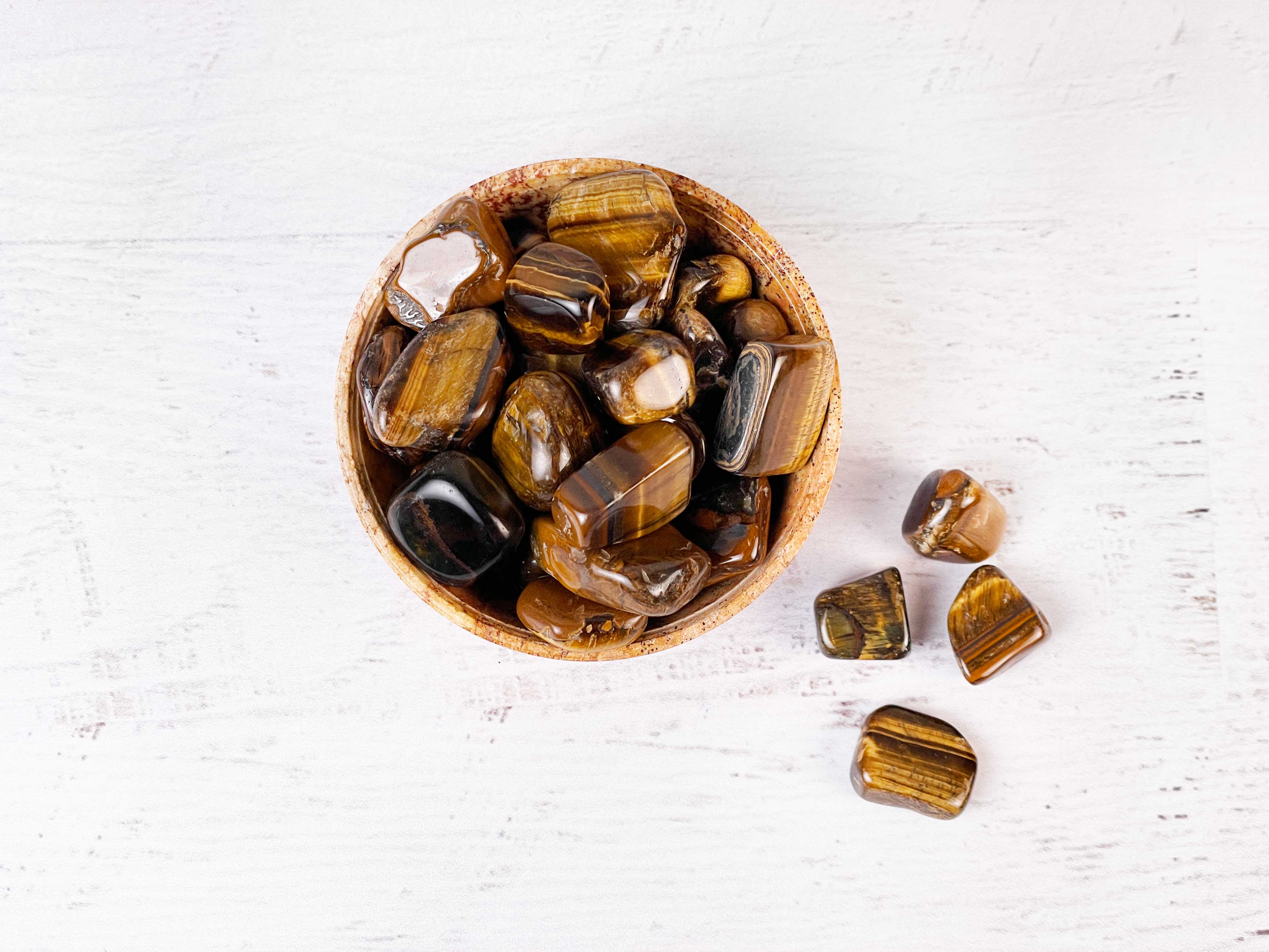 Buy Online Latest and Unique Tumbled Tiger Eye - Protection, Sobriety, Balance, Vitality, Strength, Practicality, Warrior, Christ Consciousness | Shop Best Spiritual Items - The Mystical Ritu