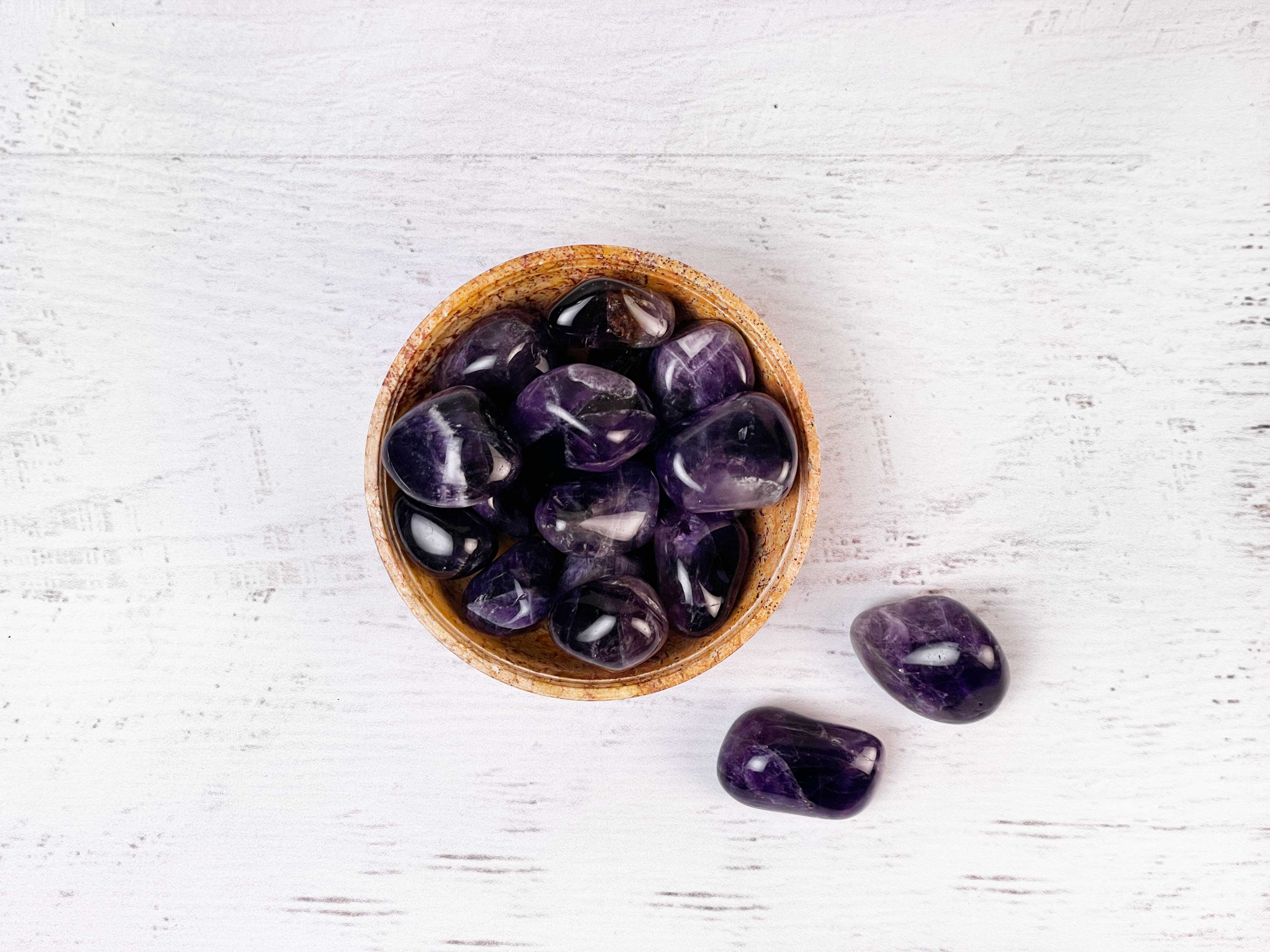 Buy Online Latest and Unique Tumbled Amethyst - Protection, Purification, Divine Connection & Release of Addictions | Shop Best Spiritual Items - The Mystical Ritual